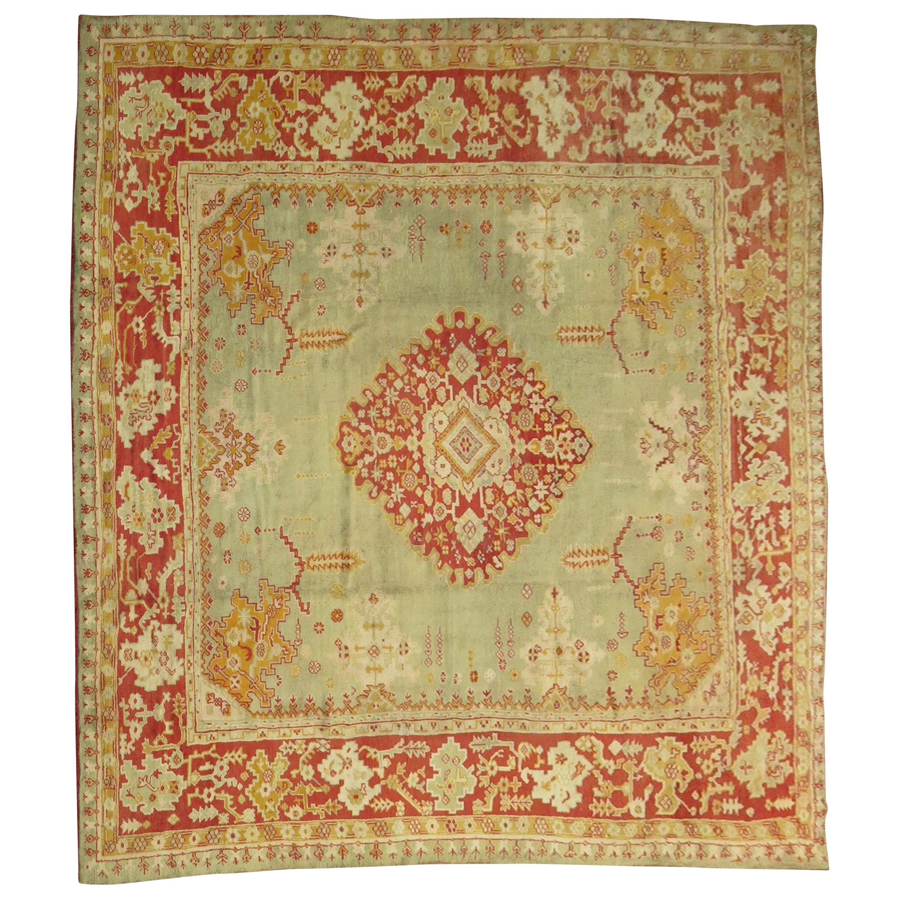 Green Antique Oushak Rug at 1stDibs