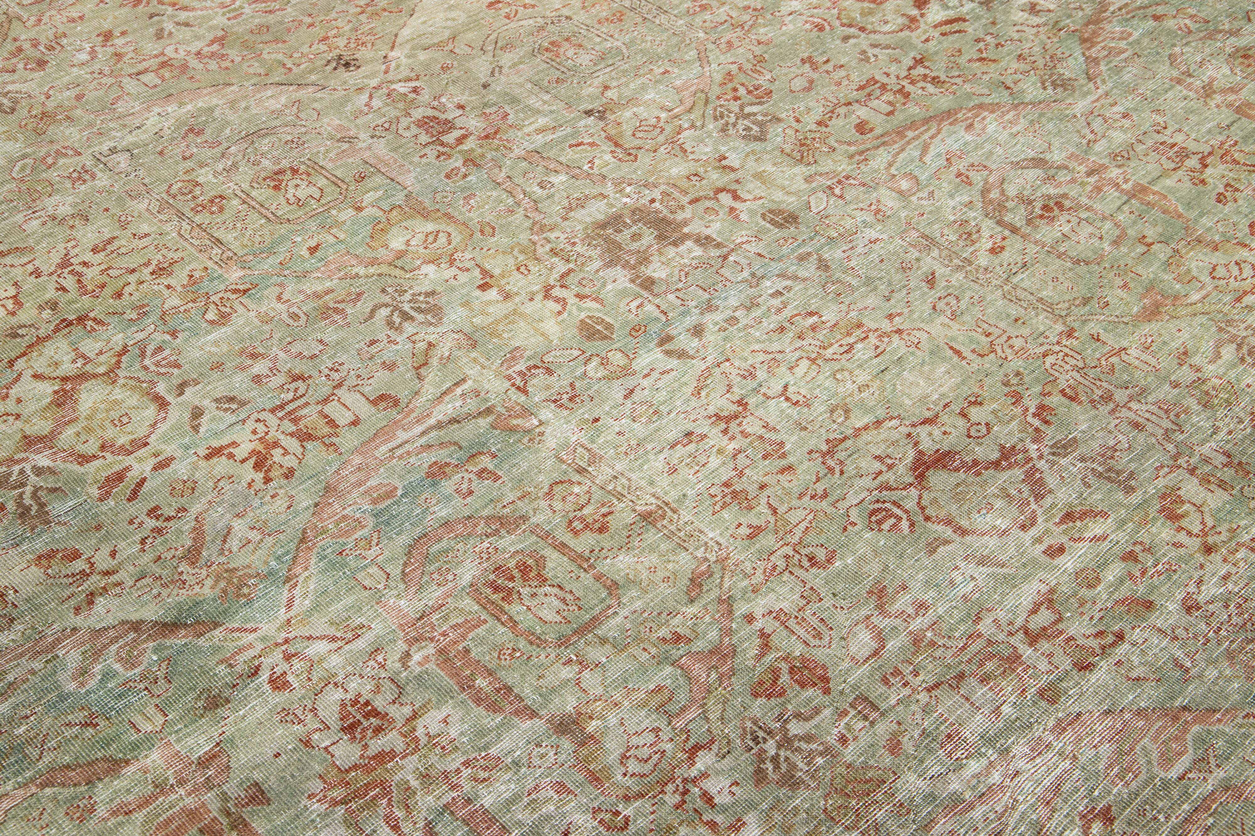 Tapis persan Mahal ancien vert avec motif sur toute sa surface des années 1890 en vente 2