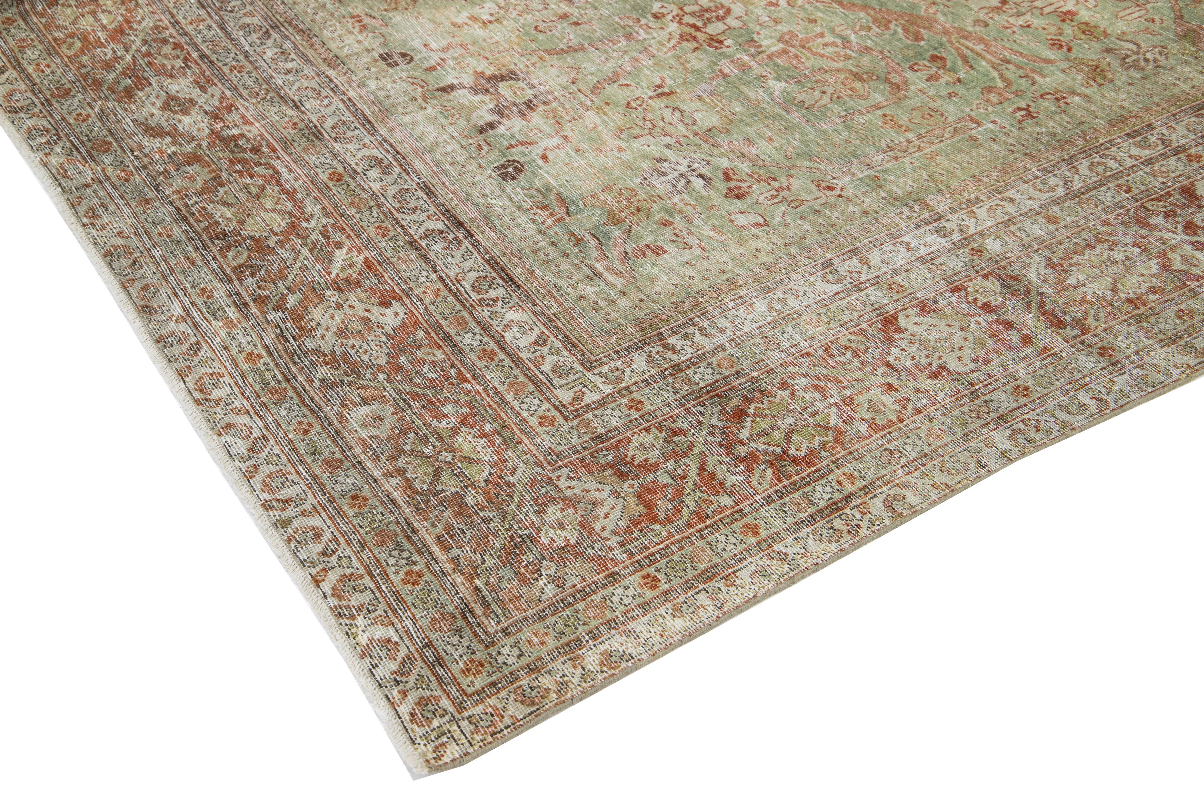 Tapis persan Mahal ancien vert avec motif sur toute sa surface des années 1890 en vente 3
