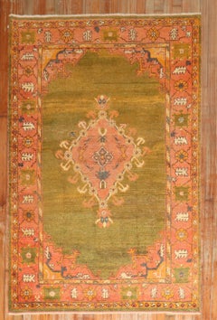 Zabihi Collection Green Antique Turkish Oushak Rug