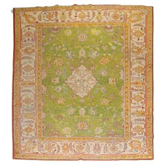 Green Antique Turkish Oushak Rug