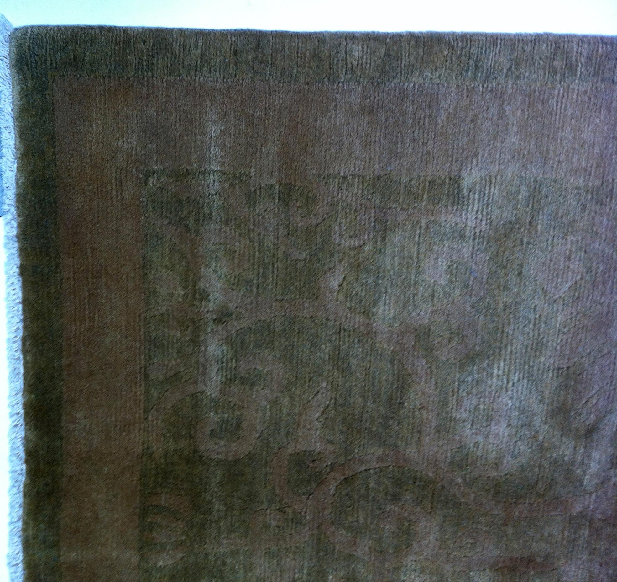 Hand-Knotted Green Antique Wash Area Rug
