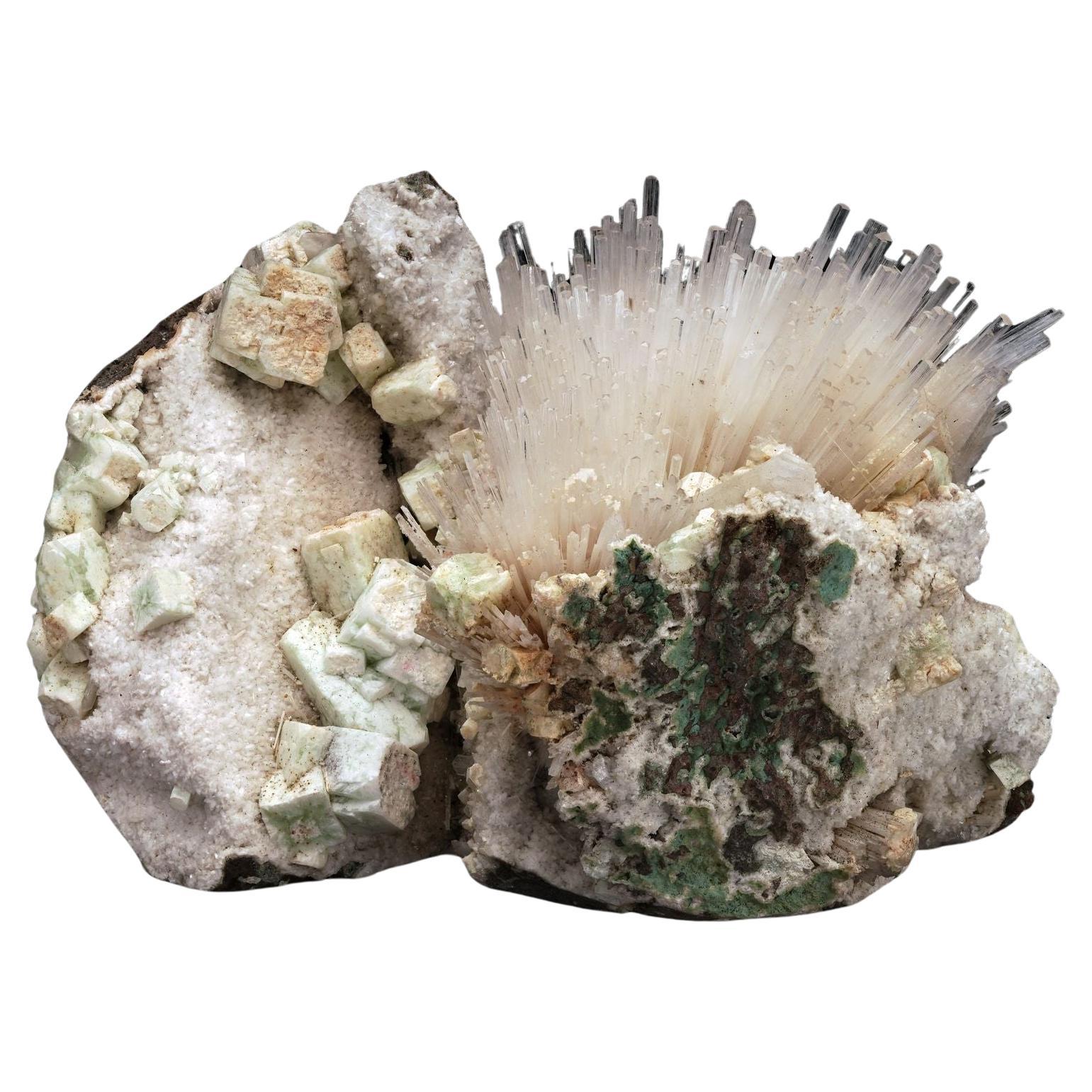 Green Apophyllite and Scolecite For Sale