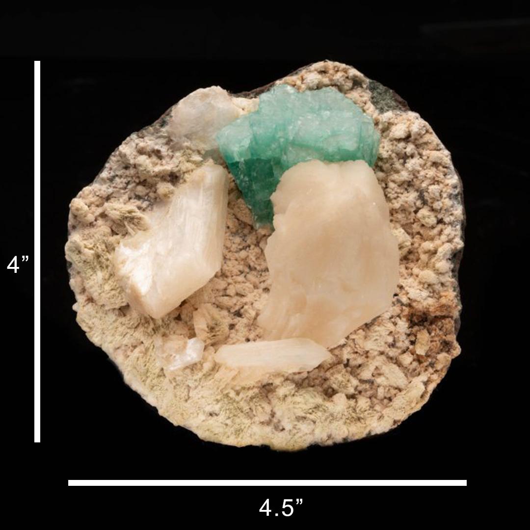 Green Apophyllite and Stilbite on Dolomite For Sale 1