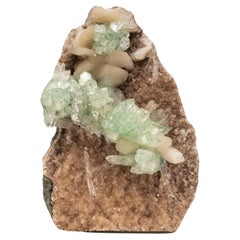 Green Apophyllite and Stilbite on Red Heulandite I