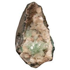 Green Apophyllite and Stilbite on Red Heulandite II