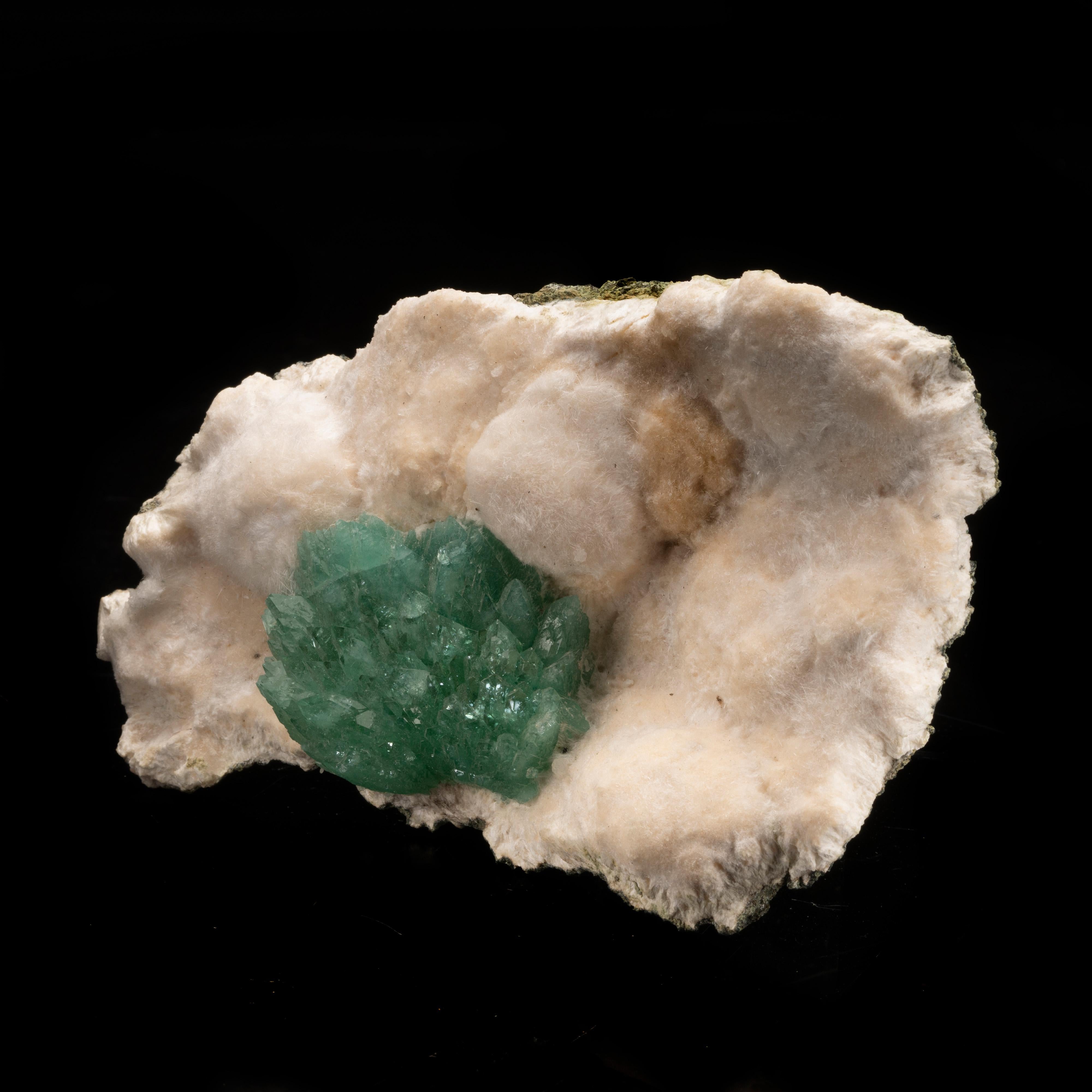 Indian Green Apophyllite on Okenite For Sale