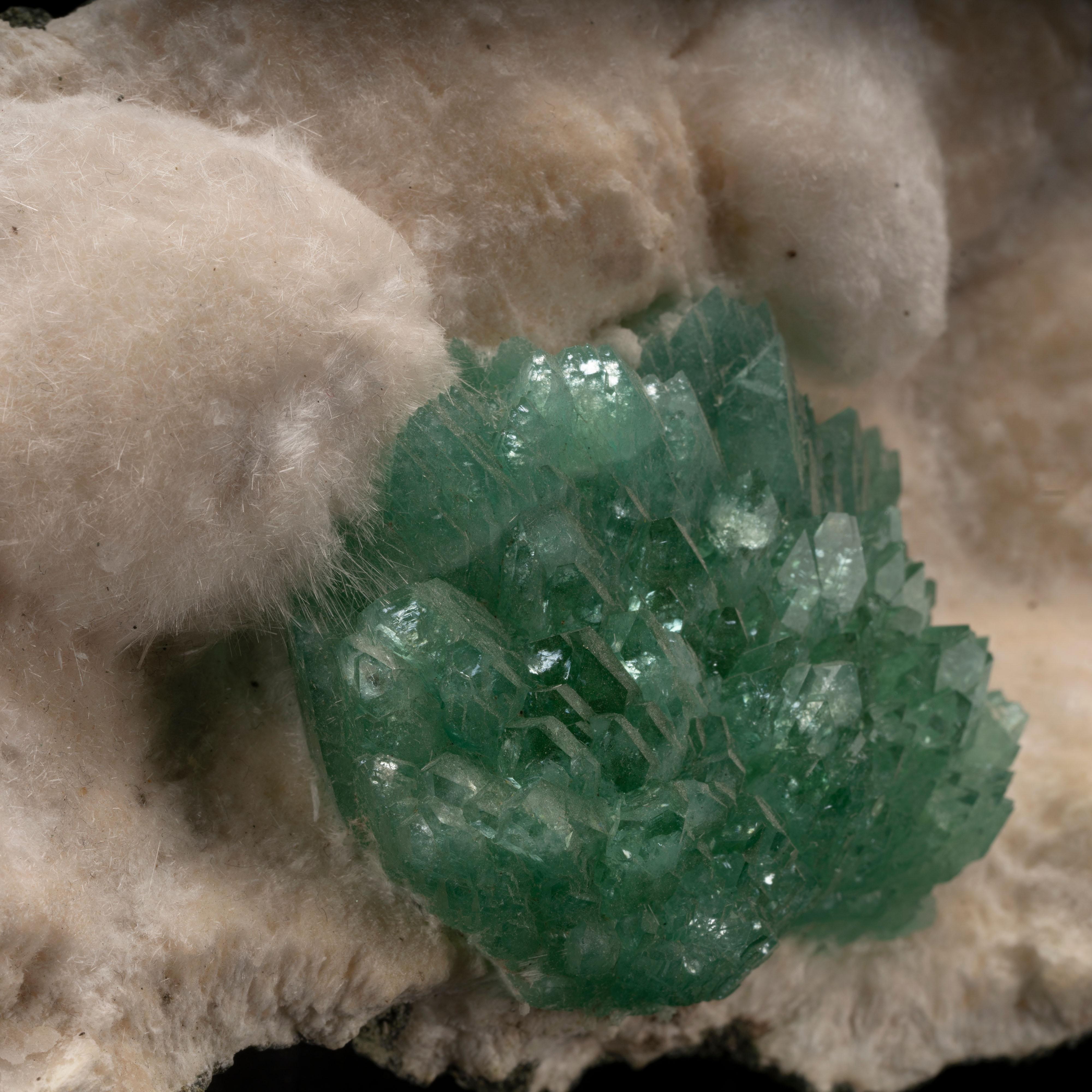 Green Apophyllite on Okenite In New Condition For Sale In New York, NY