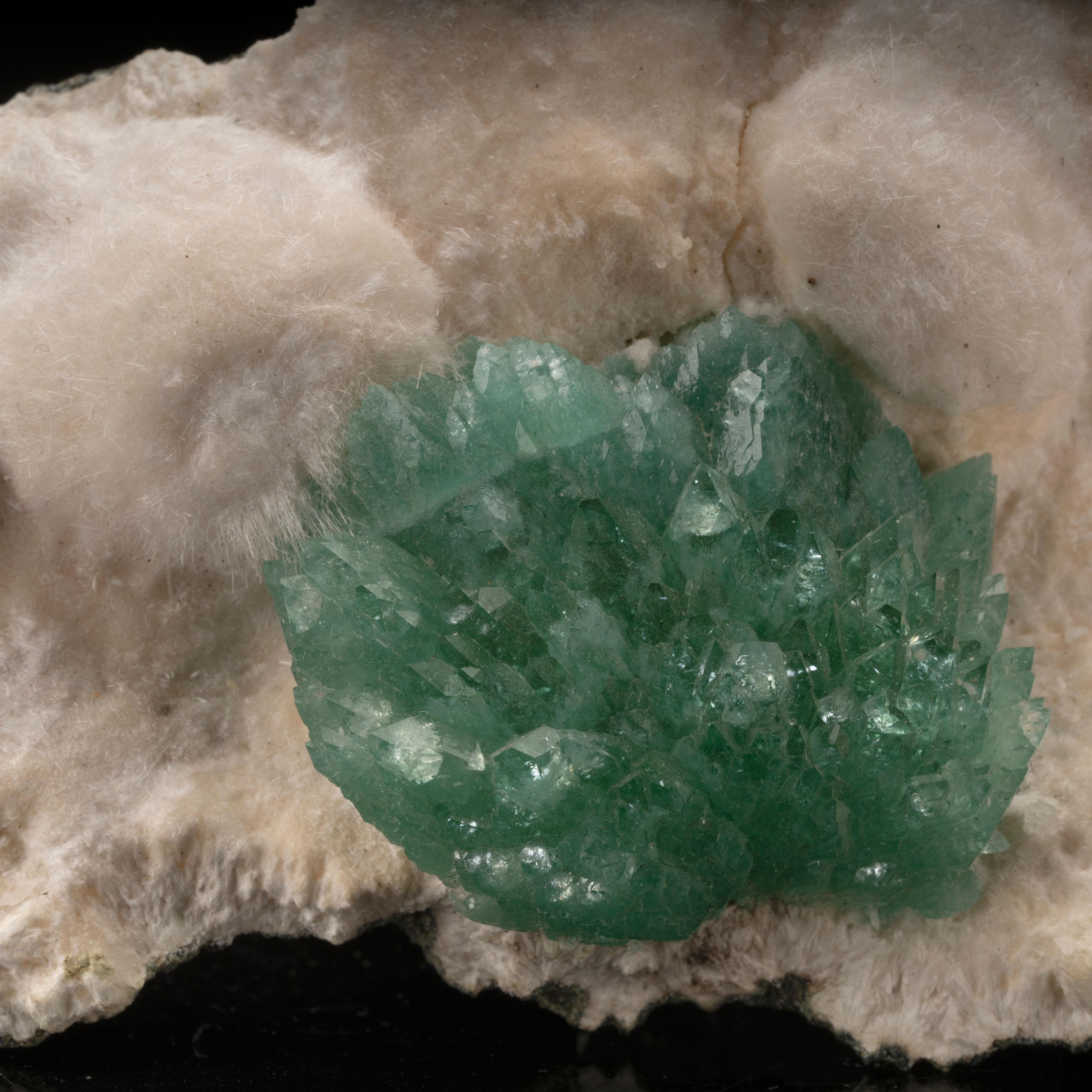Contemporary Green Apophyllite on Okenite For Sale