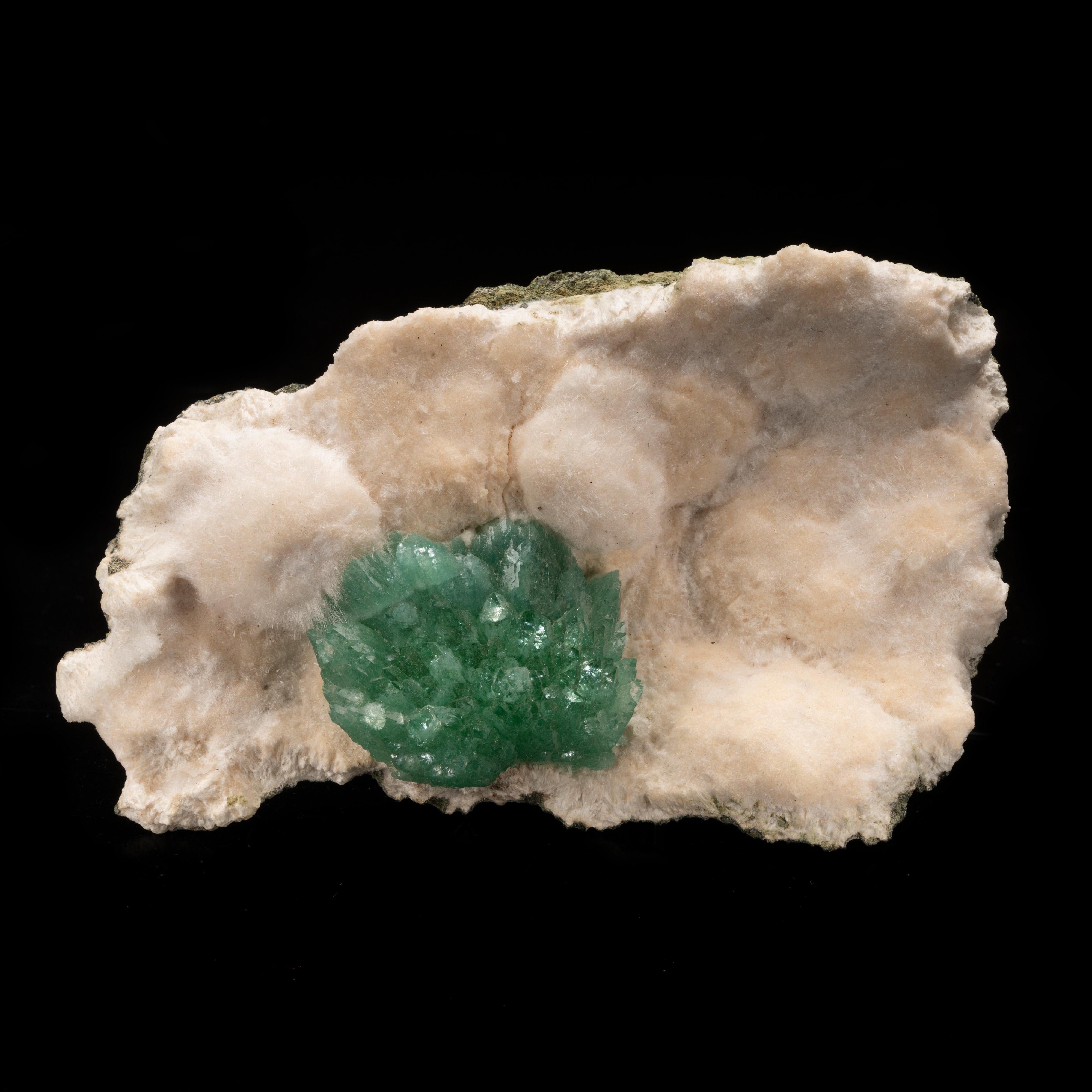 Crystal Green Apophyllite on Okenite For Sale