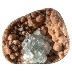 Green Apophyllite on Pink Stilbite from Jalgoan, Maharashtra, India