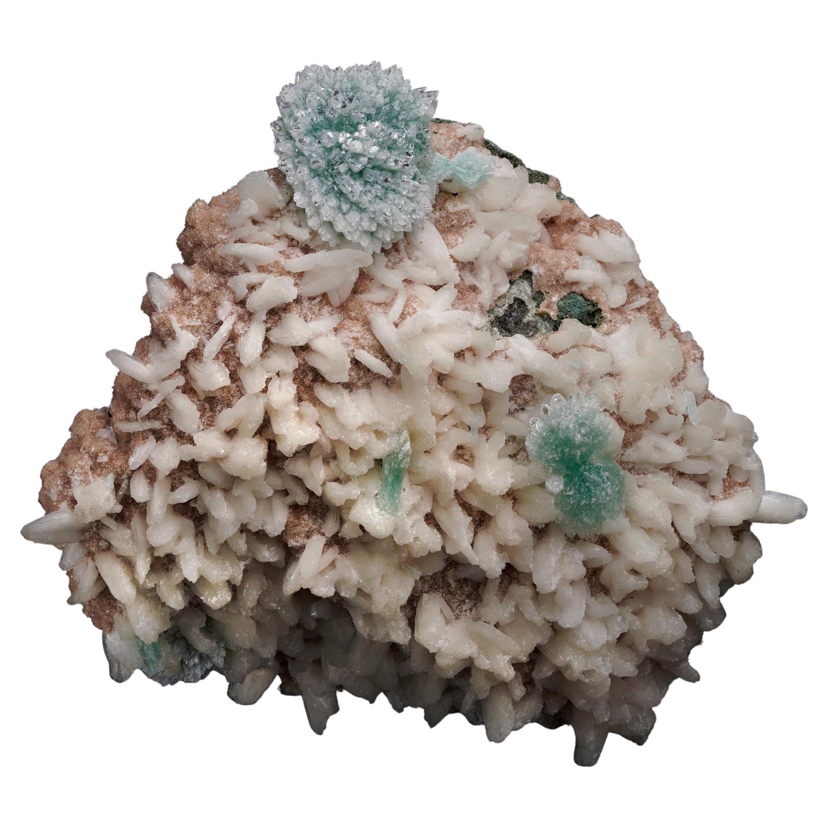 Green Apophyllite on Stilbite