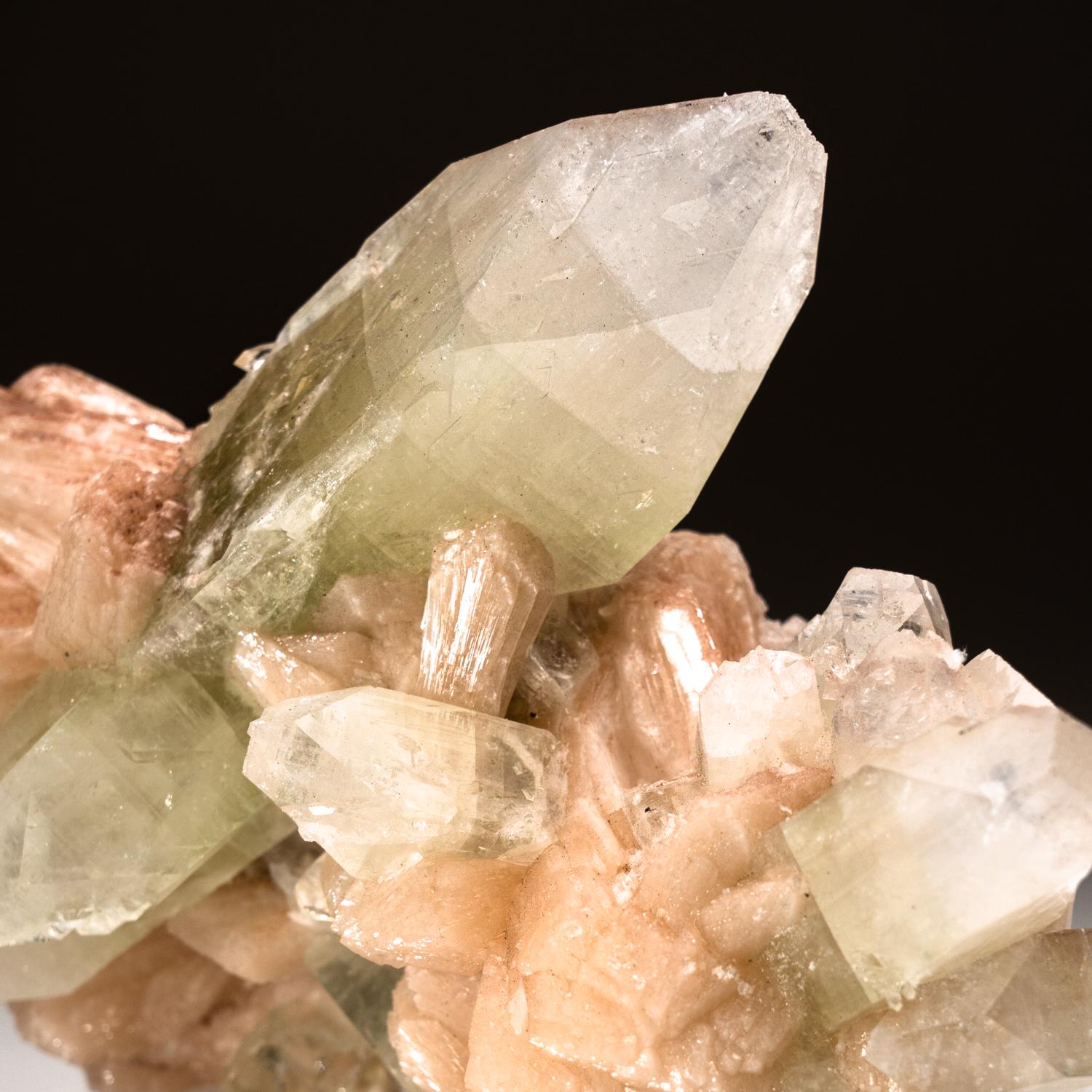 Contemporary Green Apophyllite With Stilbite From Jalgaon, Maharashtra, India For Sale