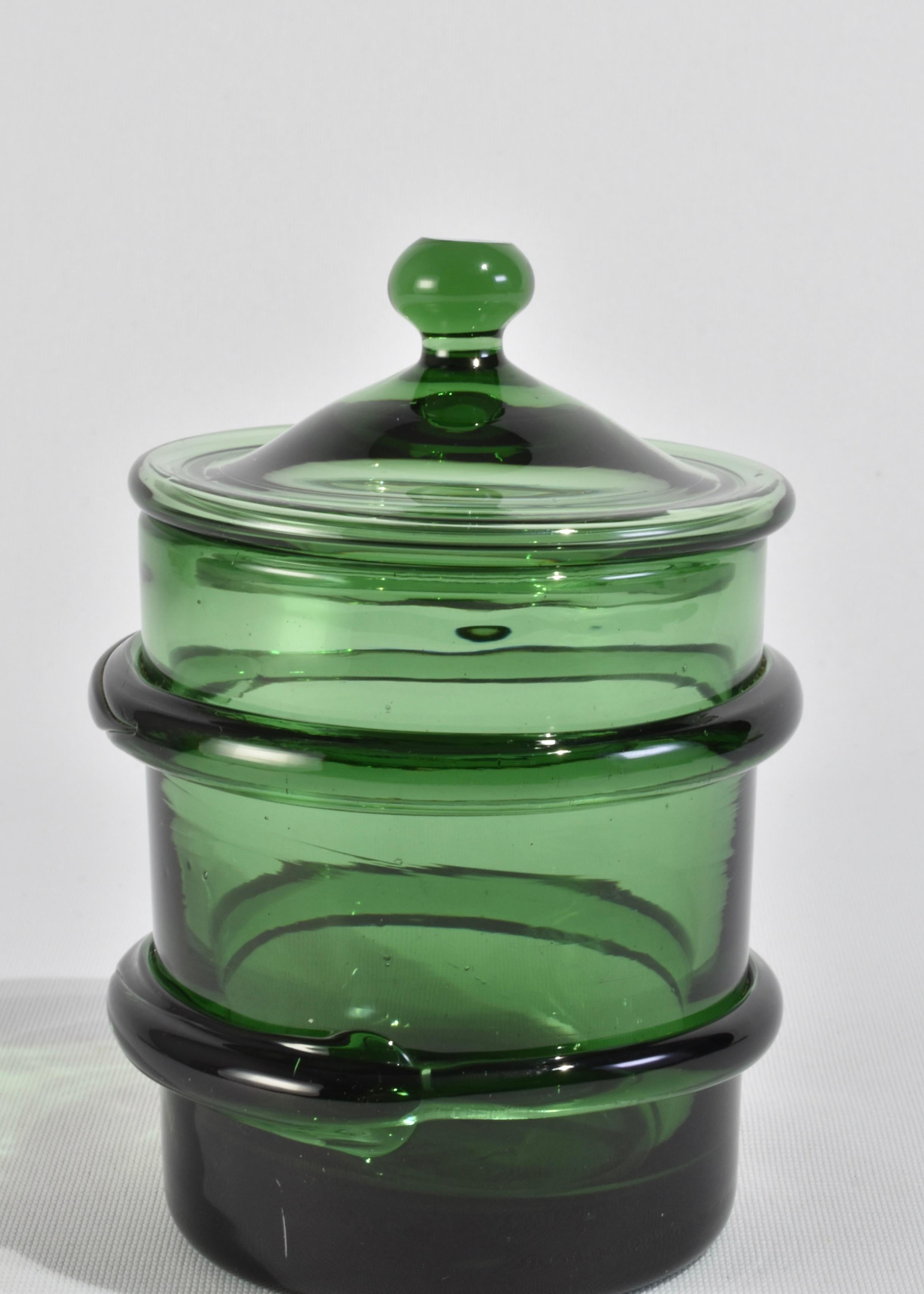 green glass cookie jar