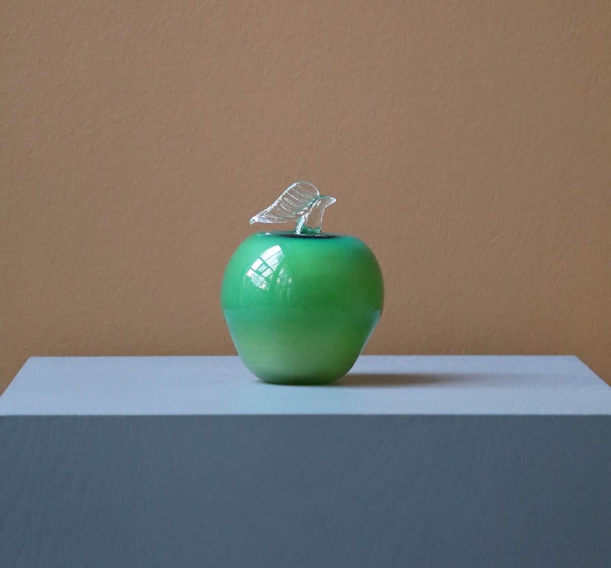 Modern Green Apple Blown Glass Decorative Object