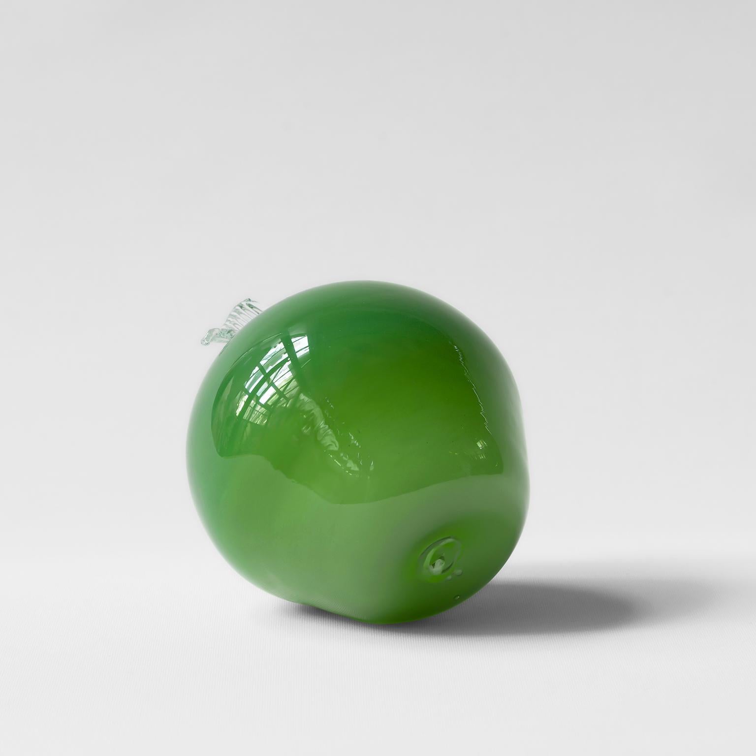 Hand-Crafted Green Apple Blown Glass Decorative Object