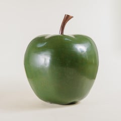 Green Apple Lacquer Sculpture w/ Copper Stem by Robert Kuo, Limited Edition