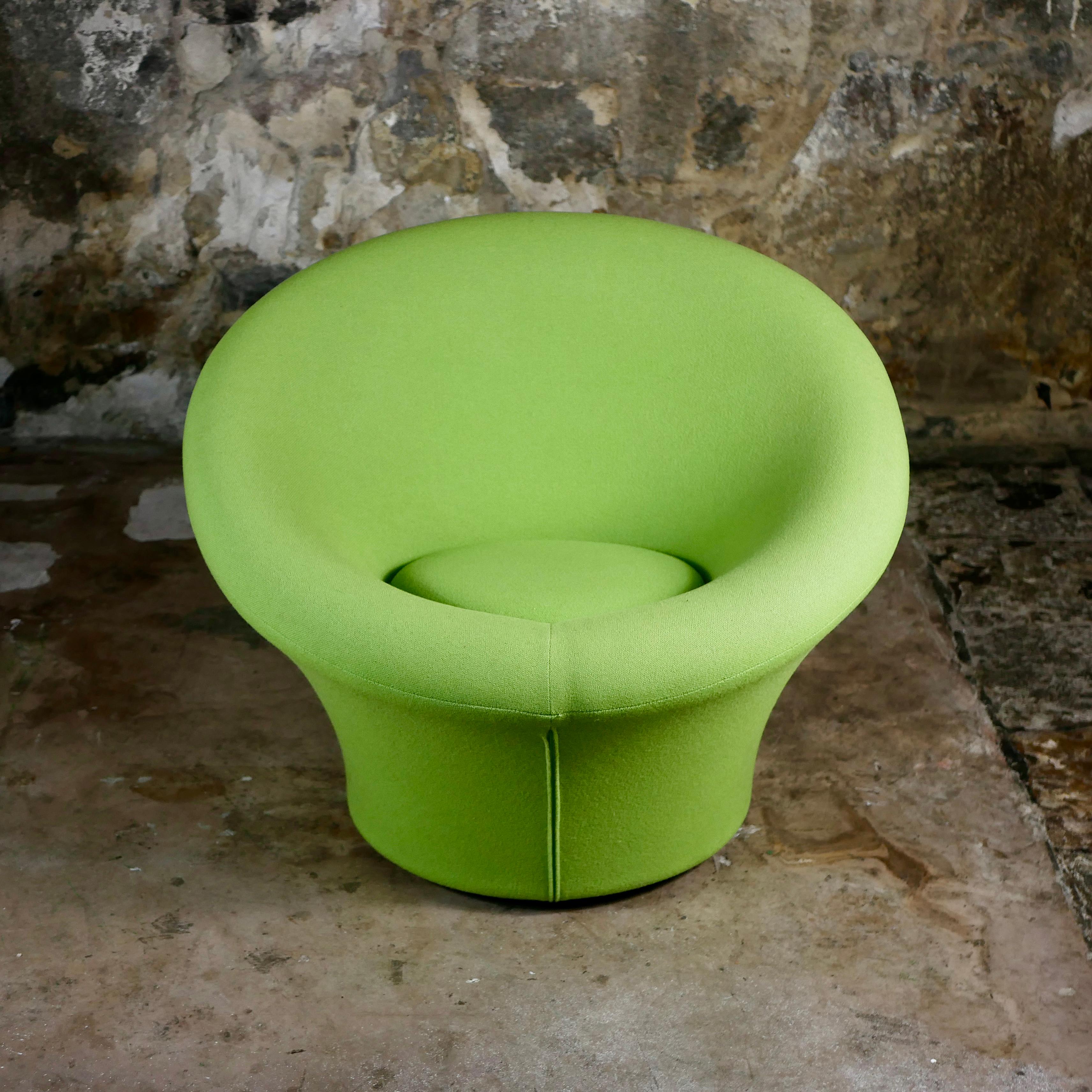 Sillón y otomana en forma de seta de manzana verde de Pierre Paulin para Artifort, década de 1990 en Bueno estado para la venta en Lyon, FR