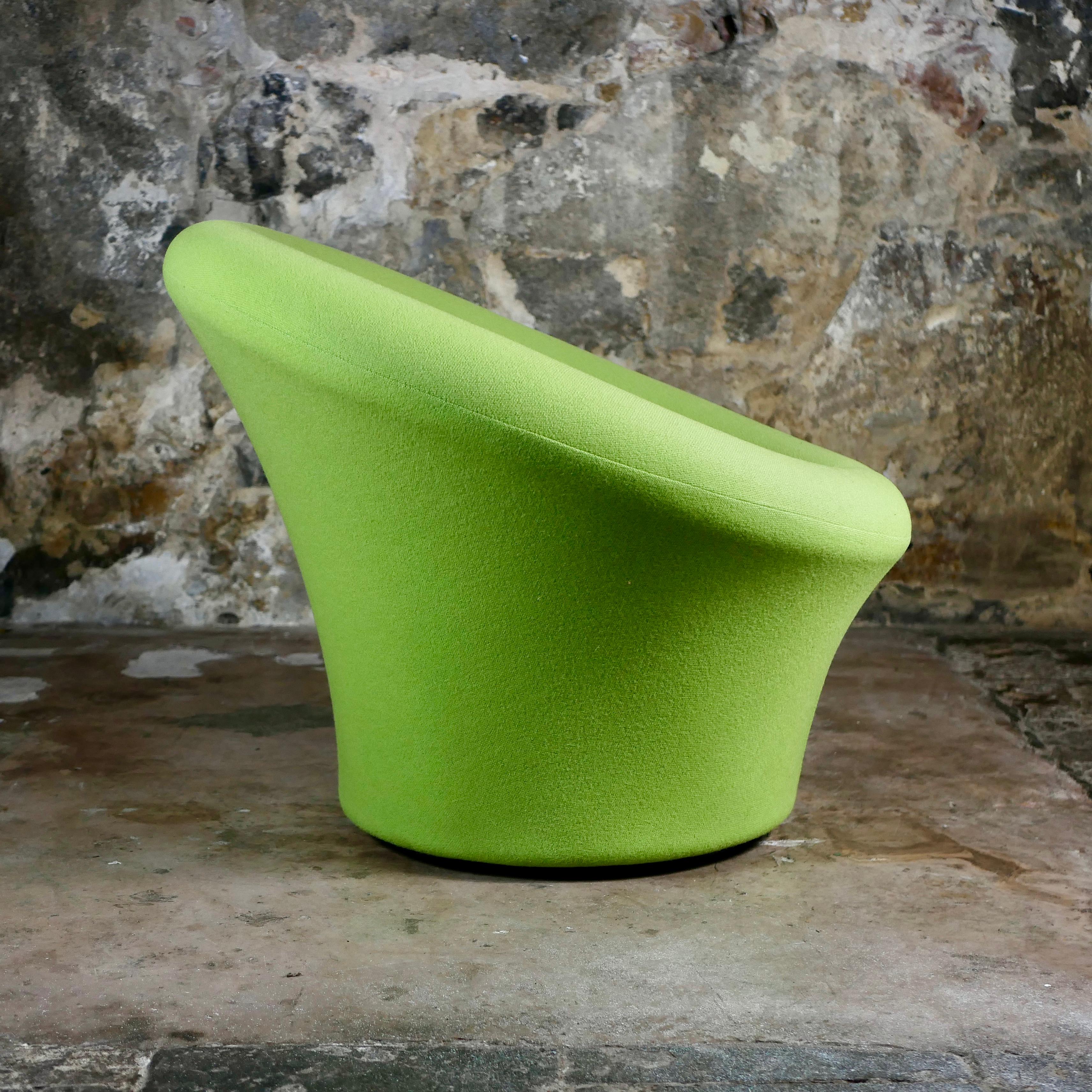 Sillón y otomana en forma de seta de manzana verde de Pierre Paulin para Artifort, década de 1990 Tela en venta