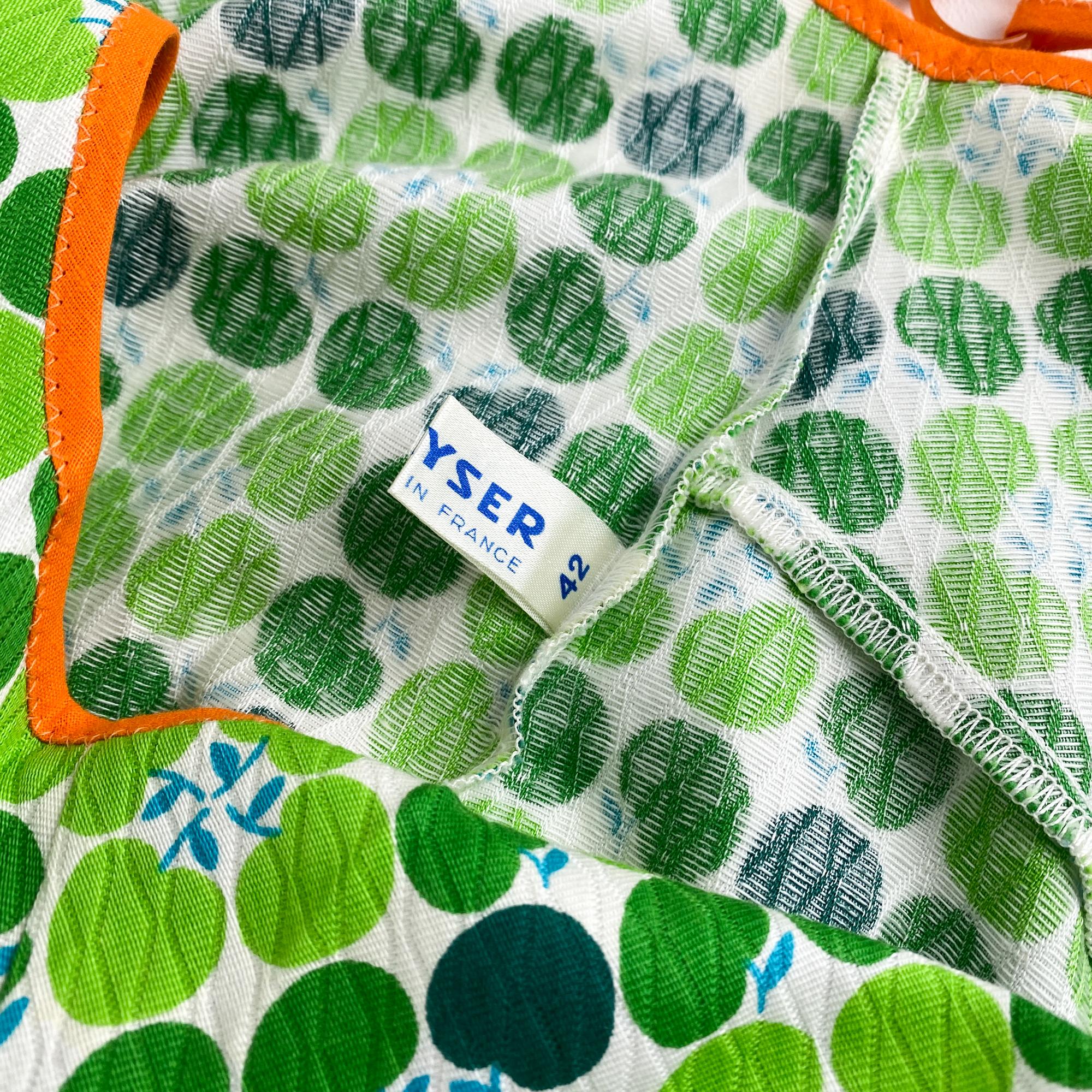 Maxi abito senza maniche in cotone con stampa a mela verde, taglia 8, anni '70 in vendita 10