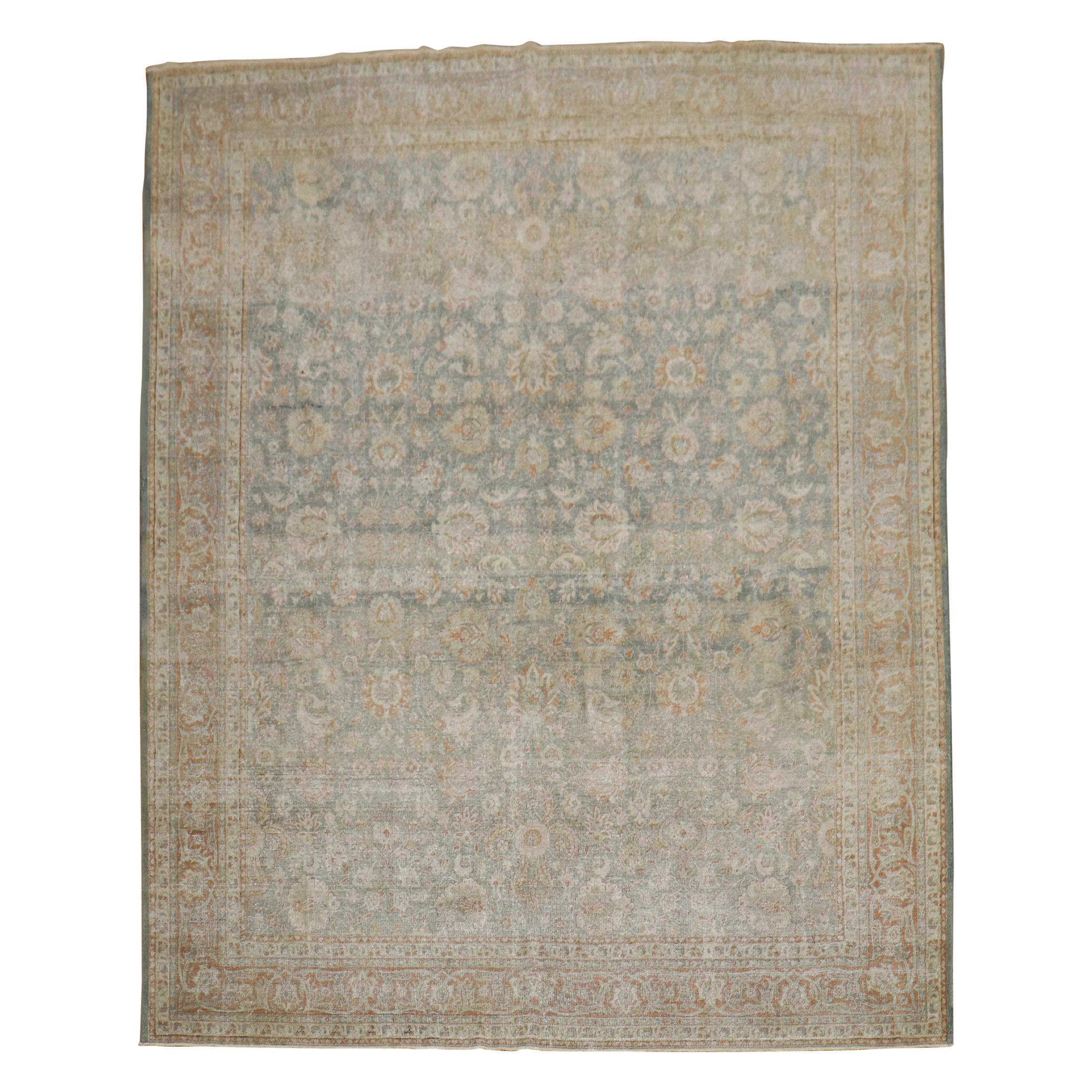 Green Apricot Distressed Persian Tabriz Rug