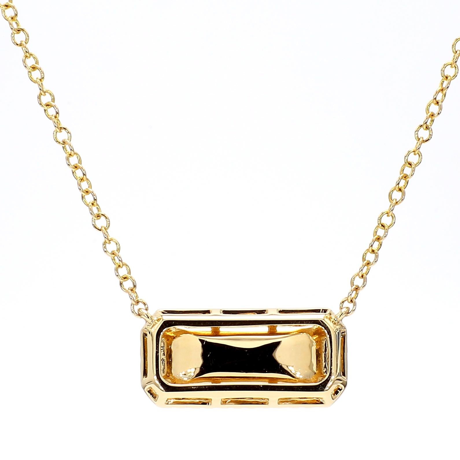 Aquamarine Greenish Yellow 2.22 Carat East to West Pendant Diamonds 14K Gold In New Condition For Sale In New York, NY
