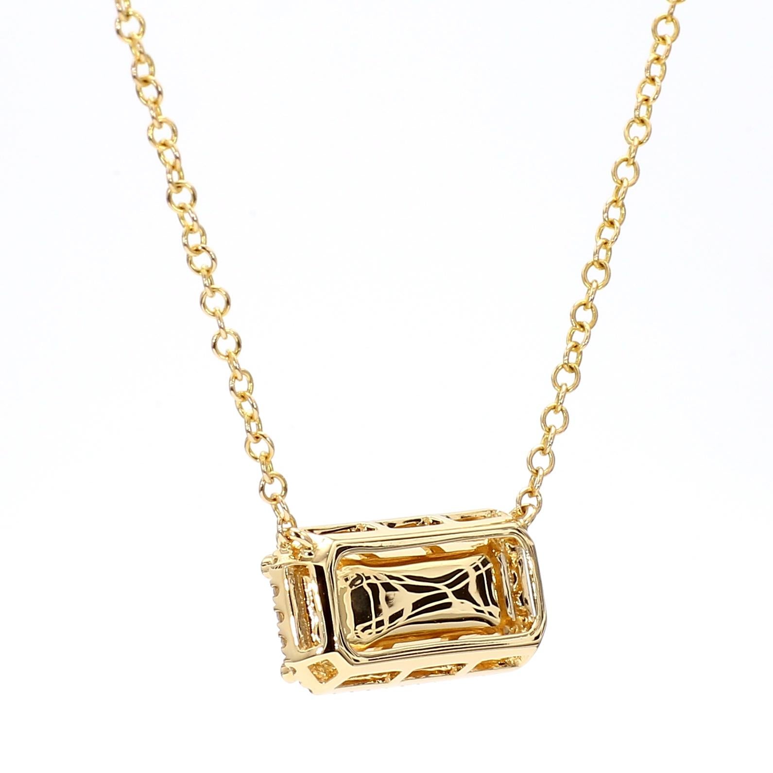 Women's or Men's Aquamarine Greenish Yellow 2.22 Carat East to West Pendant Diamonds 14K Gold For Sale