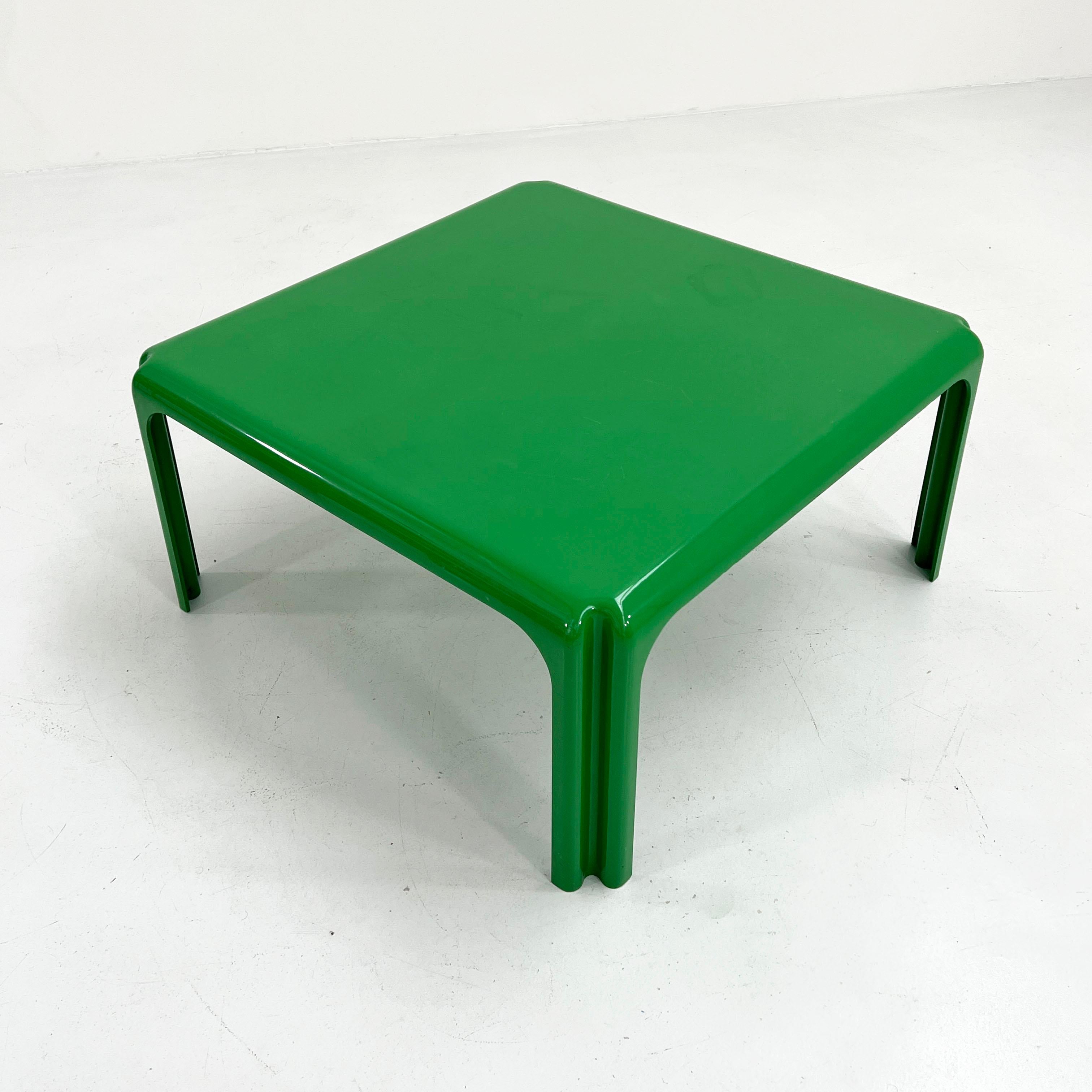 Designer - Vico Magistretti
Producer - Artemide
Model - Arcadia 80 Coffee Table 
Design Period - Seventies
Measurements - Width 80 cm x Depth 80 cm x Height 40 cm
Materials - Plastic
Color - Green
Light wear consistent with age and use. Some