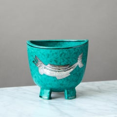 Ciotola in gres Art Deco verde 'Argenta' di Wilhelm Kage Gustavsberg Svezia anni '30