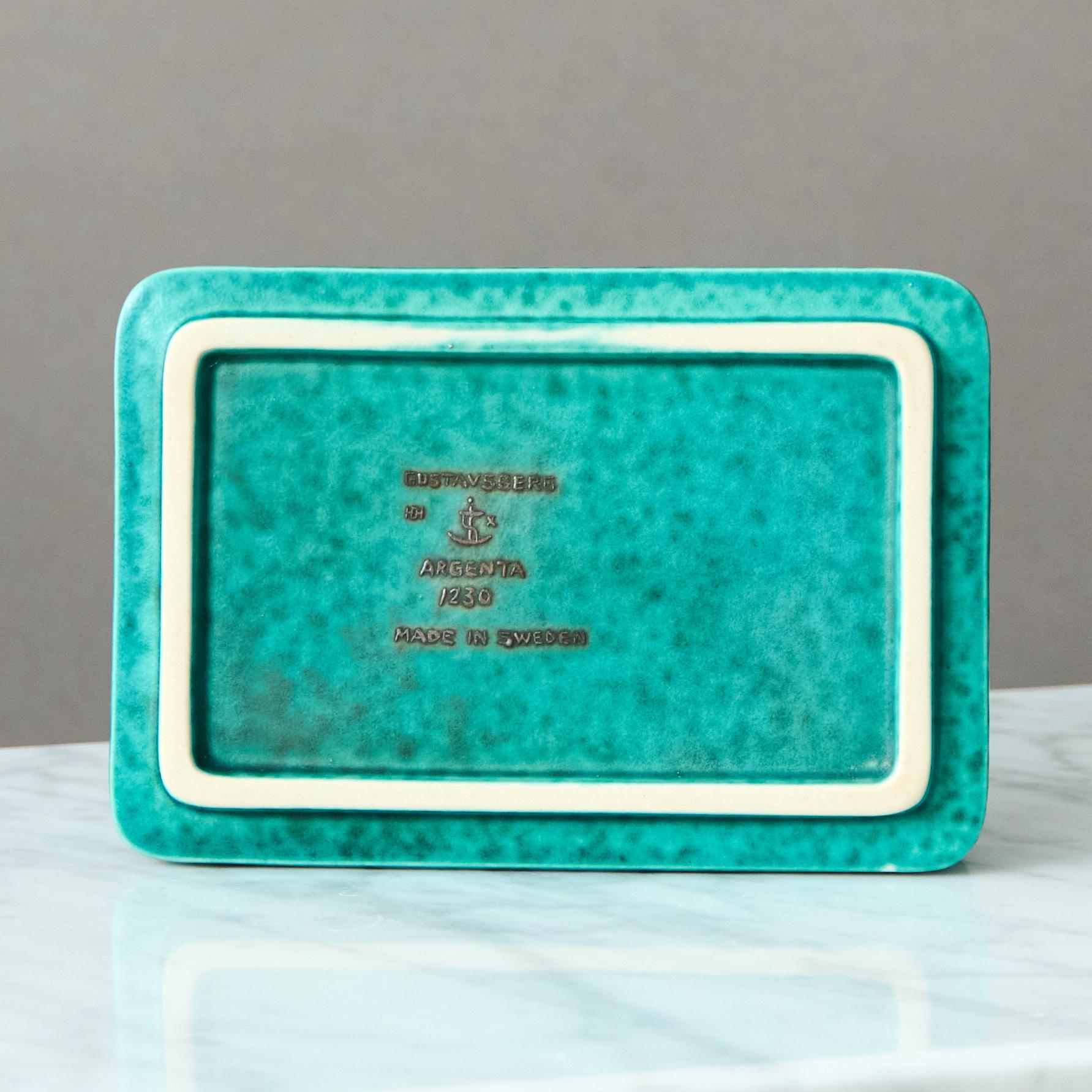 Scatola in gres Art Deco verde 'Argenta' di Wilhelm Kage, Gustavsberg Svezia anni '30 in vendita 2