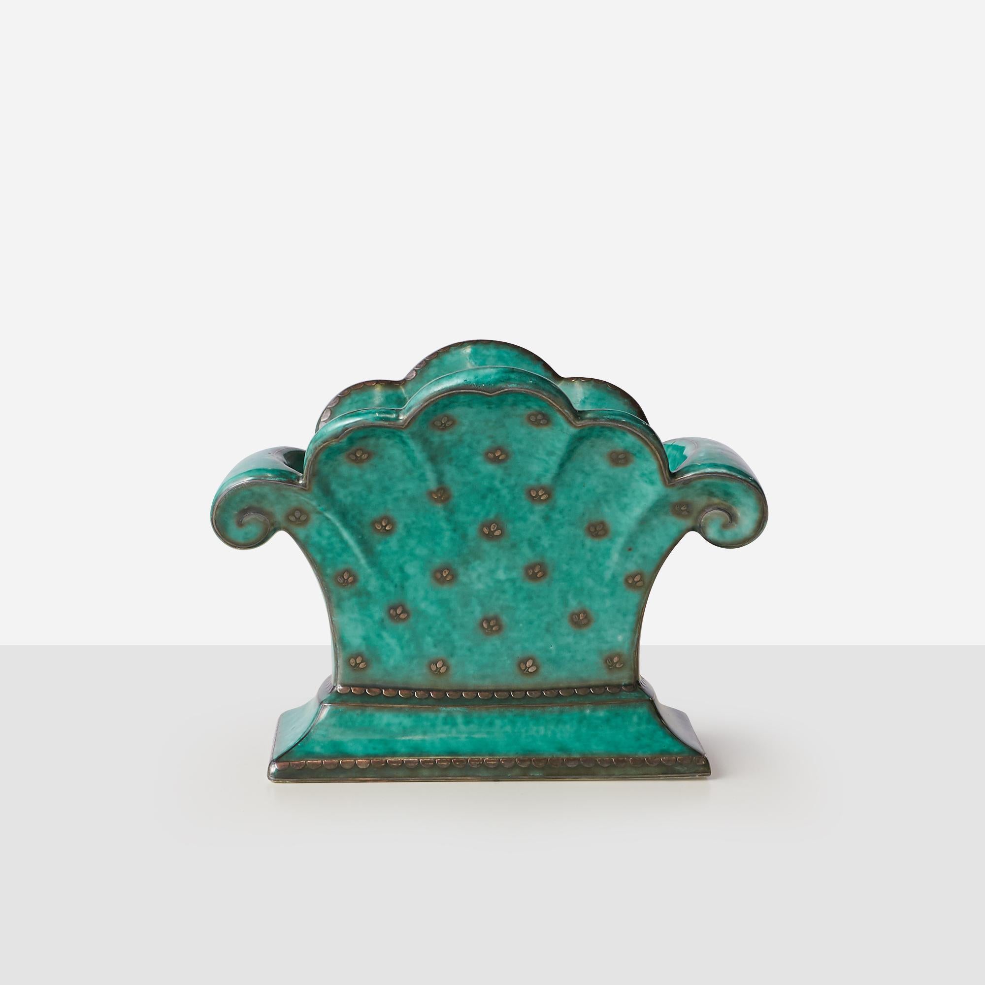 Jarrón Argento Verde de Wilhelm Kåge para Gustavsberg Sueco en venta
