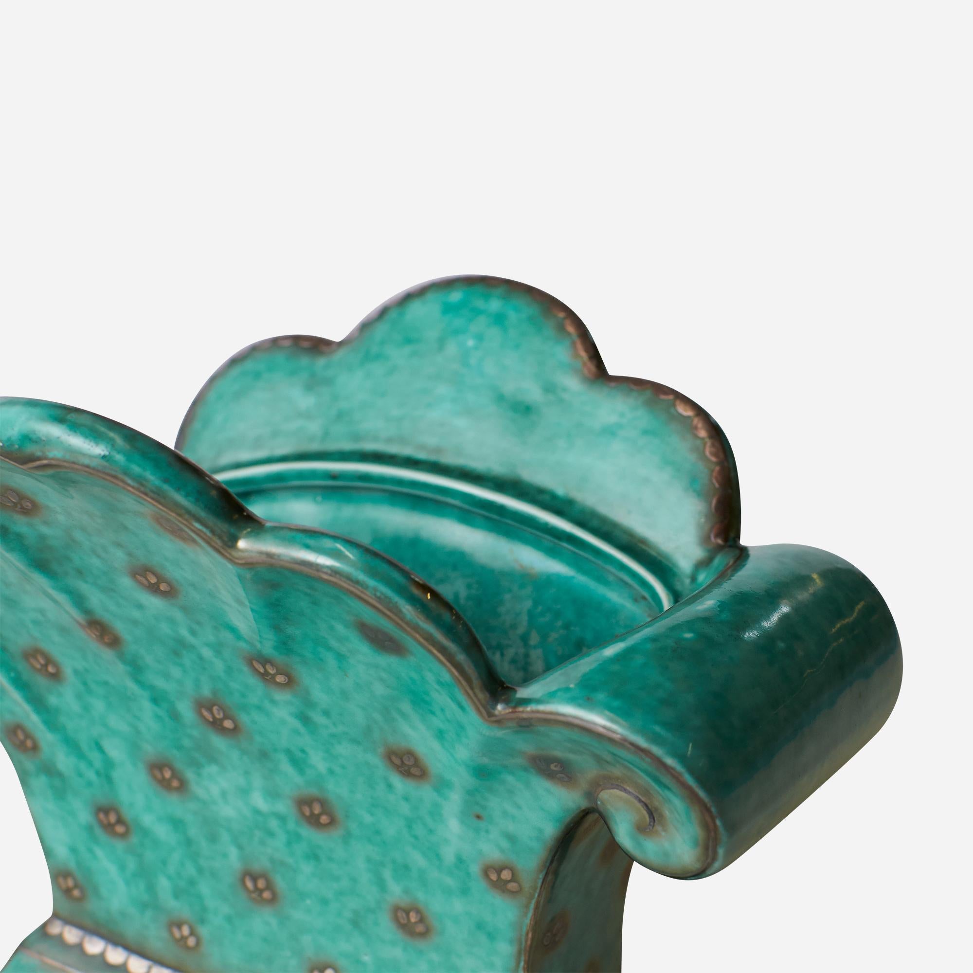Jarrón Argento Verde de Wilhelm Kåge para Gustavsberg Gres en venta