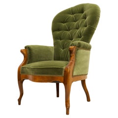 Green Armchair in Louis Pholippe Style, France, 19th Century