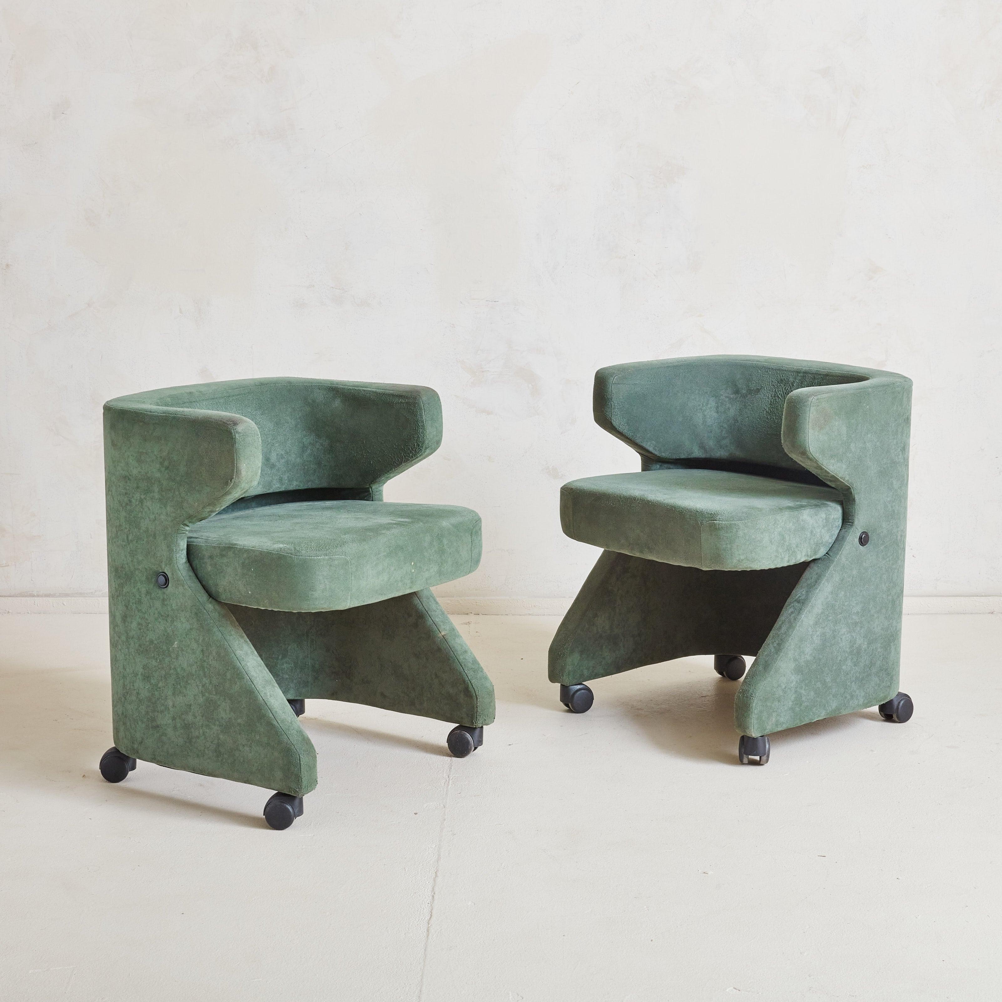 Late 20th Century Green Armchair on Casters Attributed to Gianni Moscatelli for Formanova, Italy