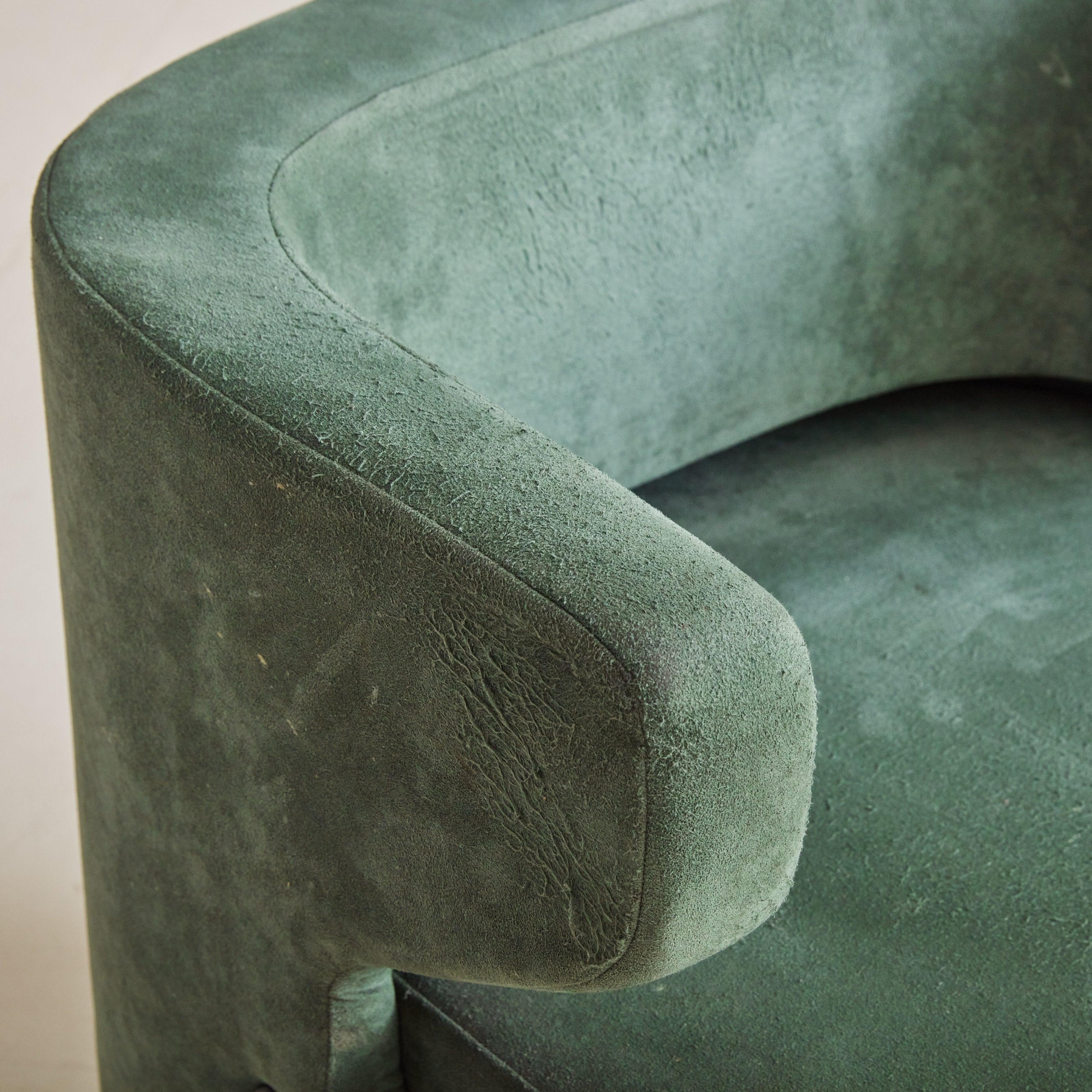 Upholstery Green Armchair on Casters Attributed to Gianni Moscatelli for Formanova, Italy