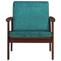 Green Armchair Teak Danish Design 1970s Classic