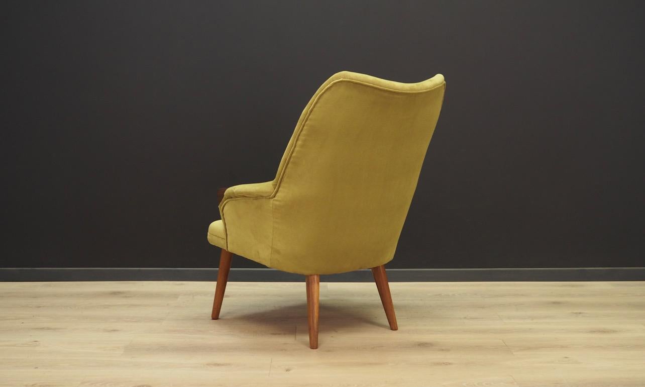 Fabric Green Armchair Vintage 1970s Danish Design Retro For Sale