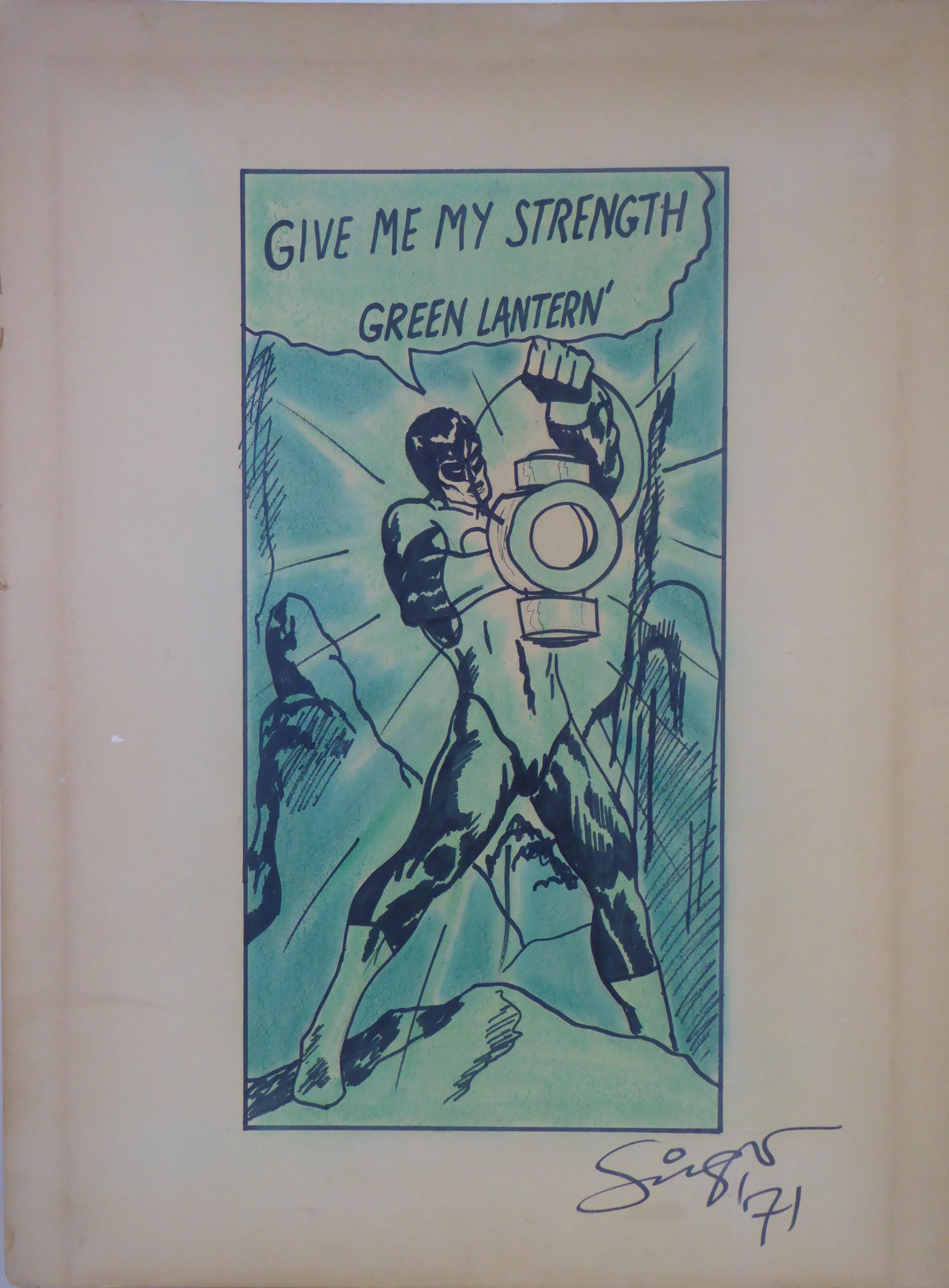 Green Arrow and Manhunter, 1970 DC Comics Superhero Painting Ink Watercolor 4