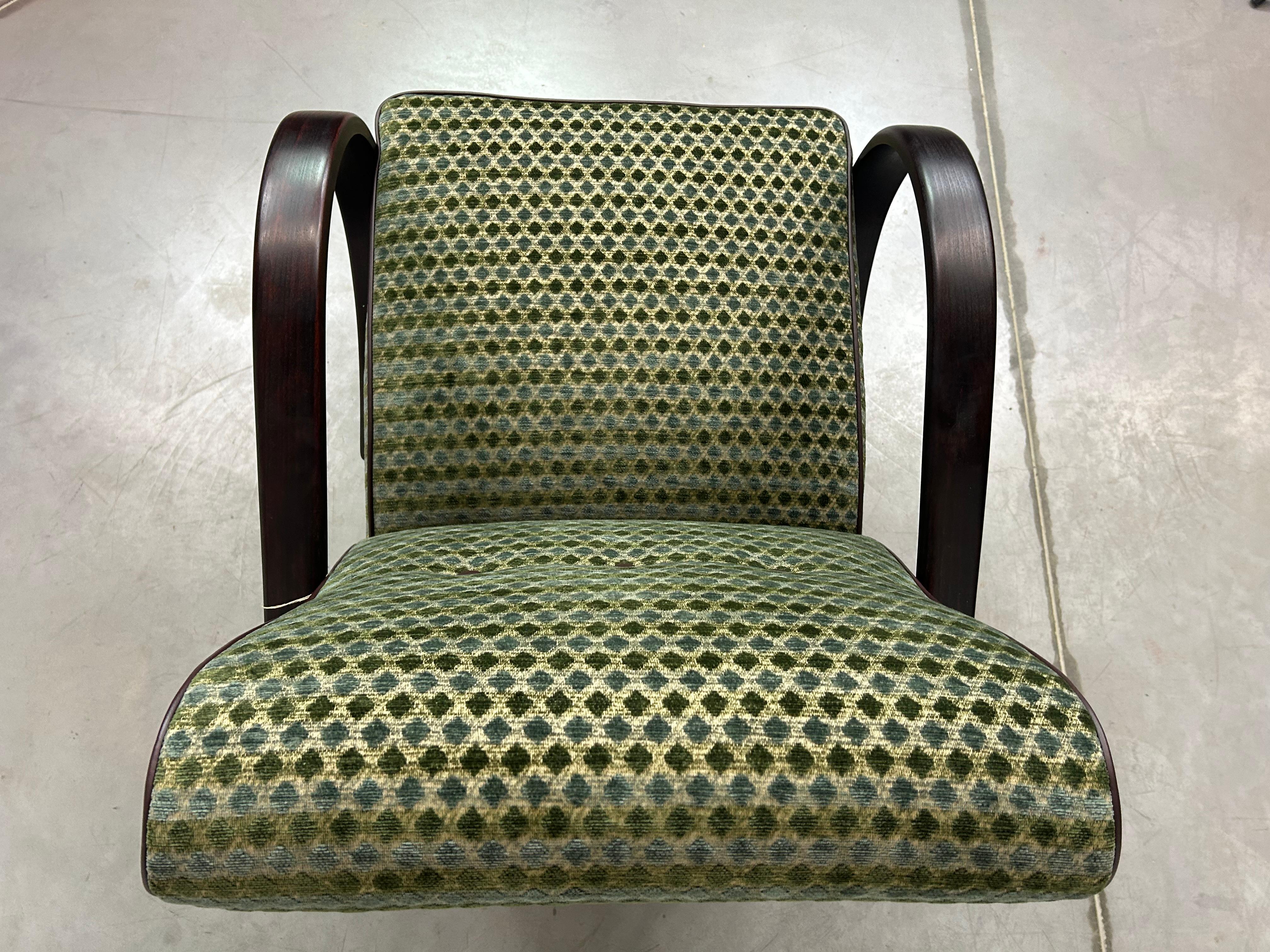 Mid-20th Century Green art deco armchair by Jindřich Halabala