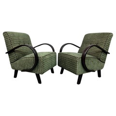 Green art deco armchairs by Jindřich Halabala