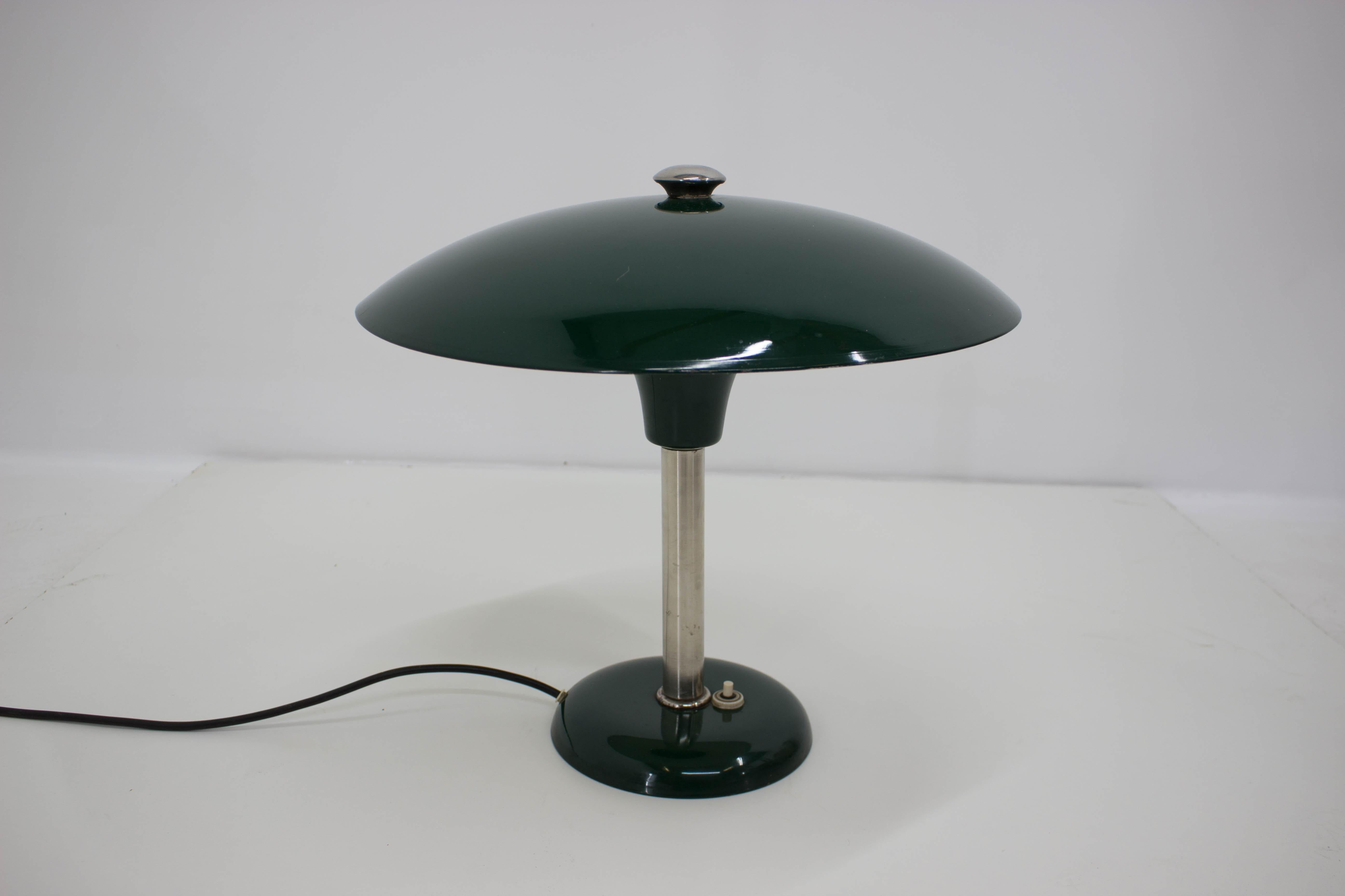 Green Art Deco Bauhaus Table Lamp by Max Schumacher, 1930s, Germany In Good Condition In Praha, CZ