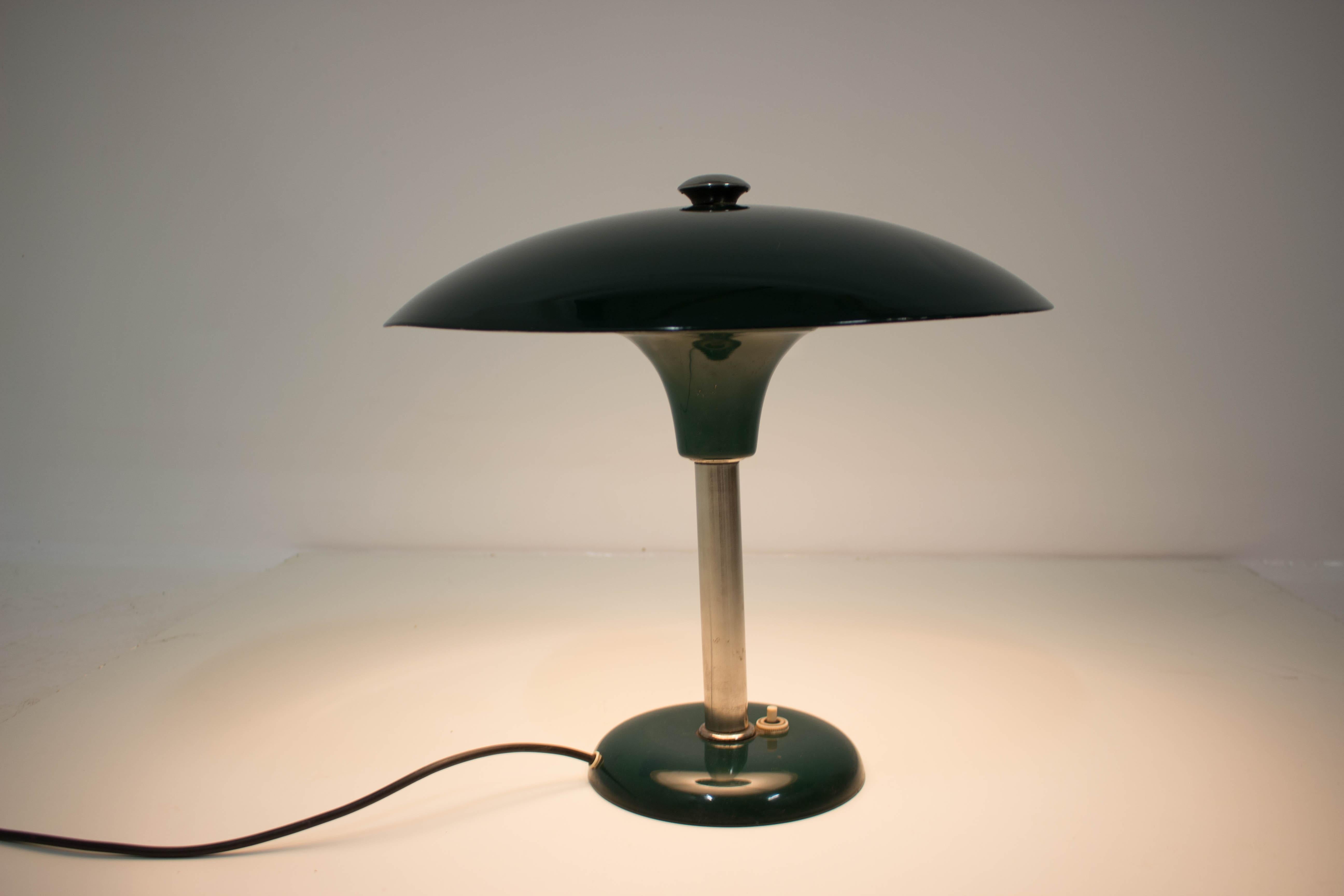 Green Art Deco Bauhaus Table Lamp by Max Schumacher, 1930s, Germany 3