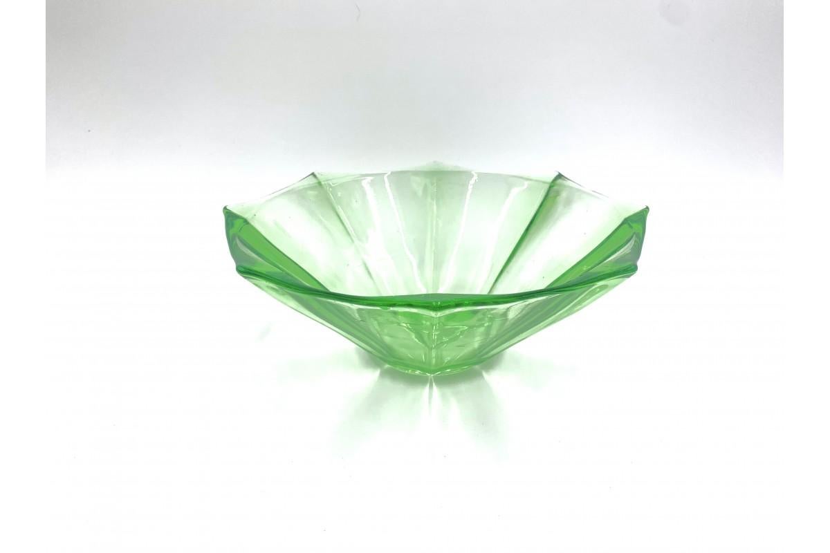 Polish Green Art Deco Bowl, Designed by J. Drost, Poland, 1970s