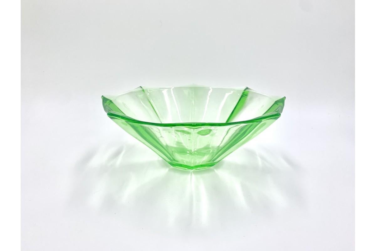 Green Art Deco Bowl, Designed by J. Drost, Poland, 1970s In Good Condition In Chorzów, PL