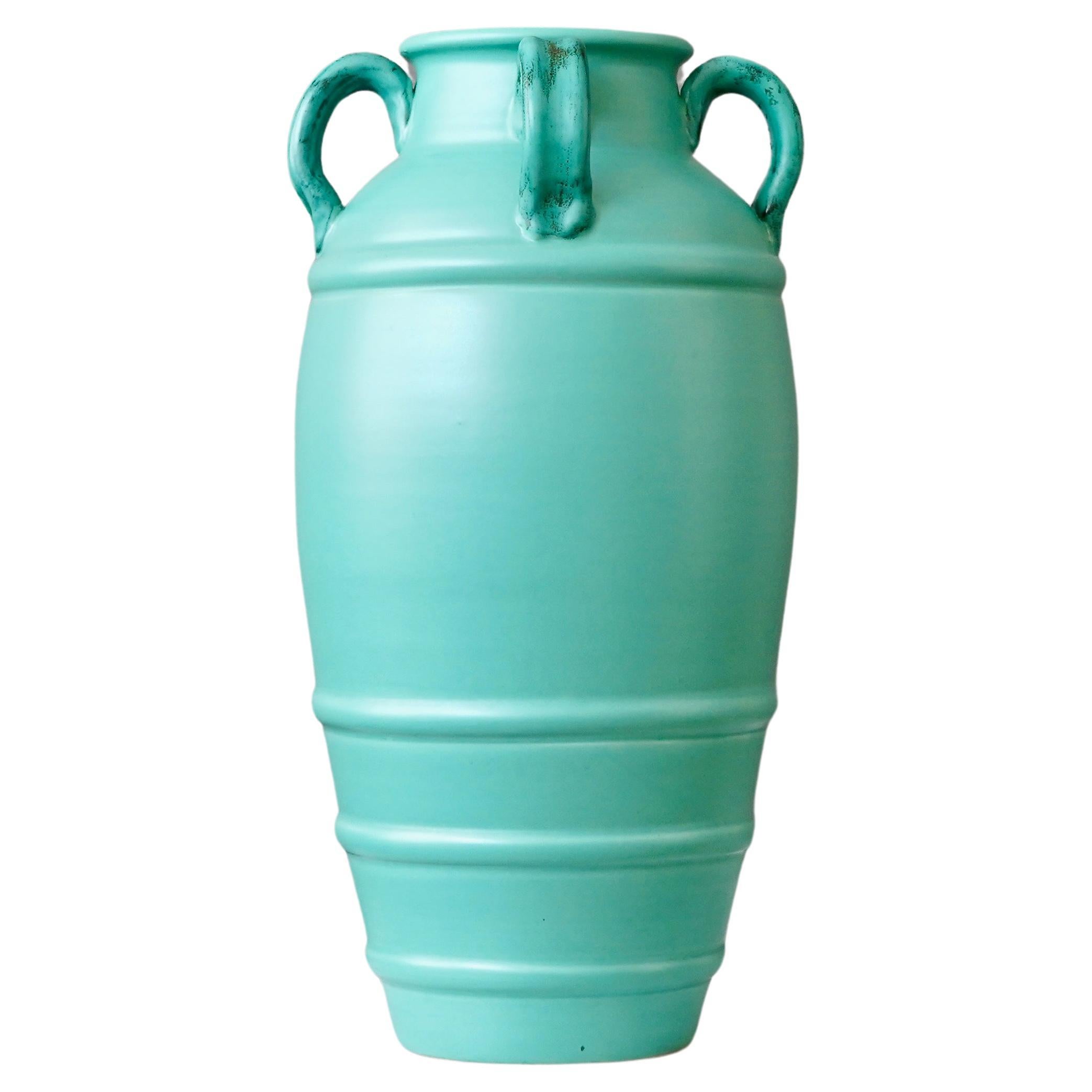 Green Art Deco Ceramic Floor Vase by Ewald Dahlskog, Bo Fajans, Sweden, 1930s