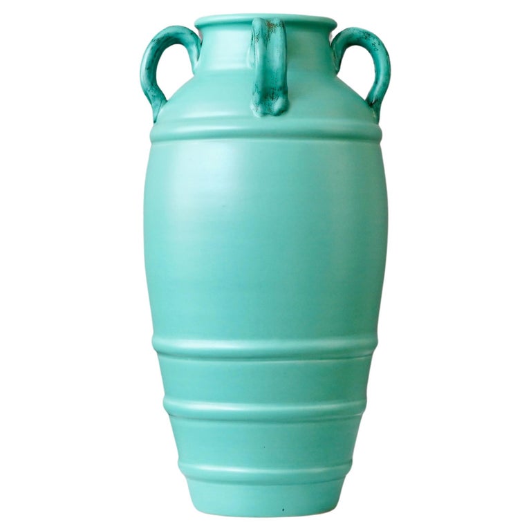 Grüne Bodenvase aus Keramik im Art déco-Stil von Ewald Dahlskog, Bo Fajans, Schweden, 1930er Jahre im Angebot bei 1stDibs Deutschland