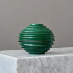 Green Art Deco Ceramic Globe Vase by Ewald Dahlskog, Bo Fajans, Sweden, 1930s
