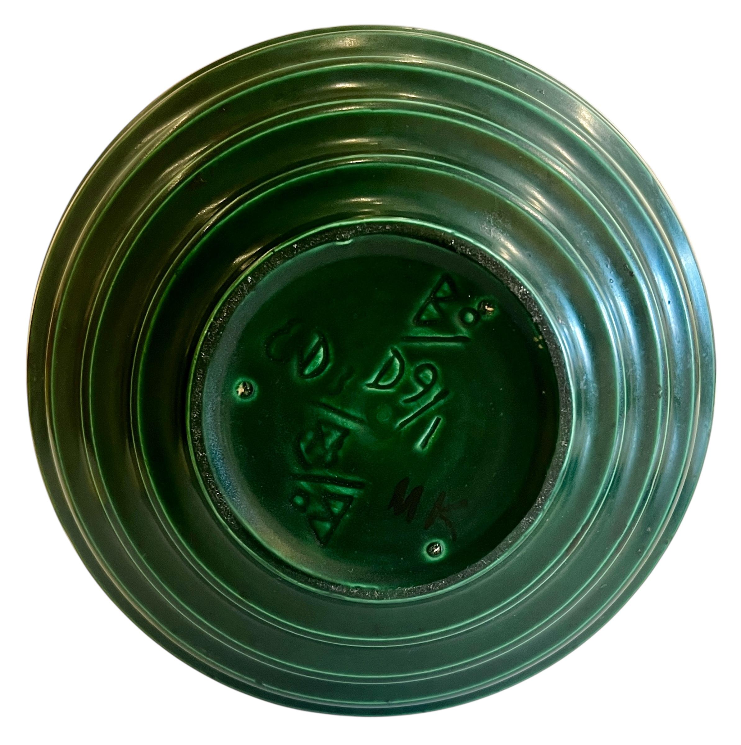20th Century Green Art Deco Ceramic Globe Vase by Ewald Dahlskog, Bo Fajans, Sweden 1930's For Sale