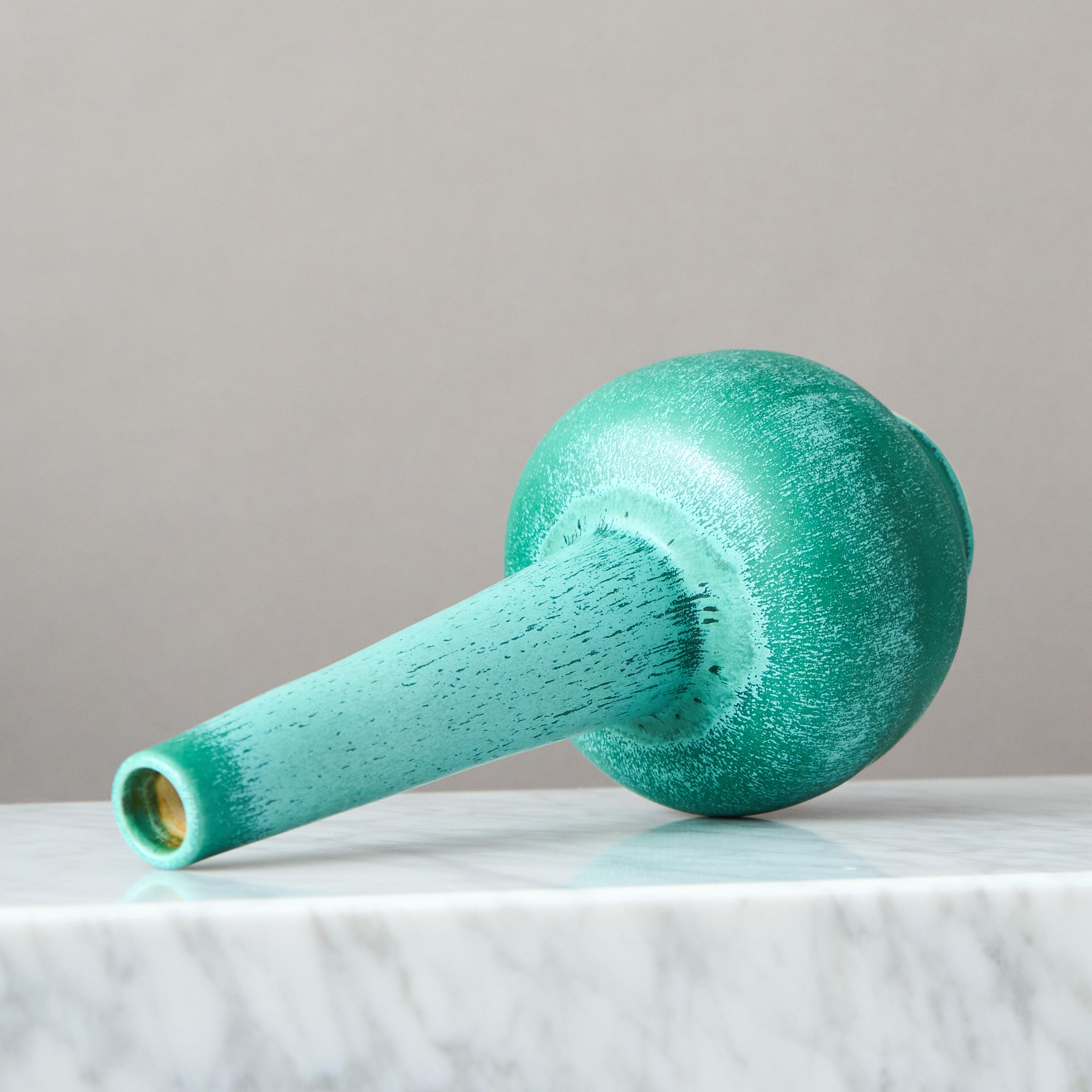 Swedish Green Art Deco Ceramic Vase by Bo Fajans, Sweden, 1930s For Sale