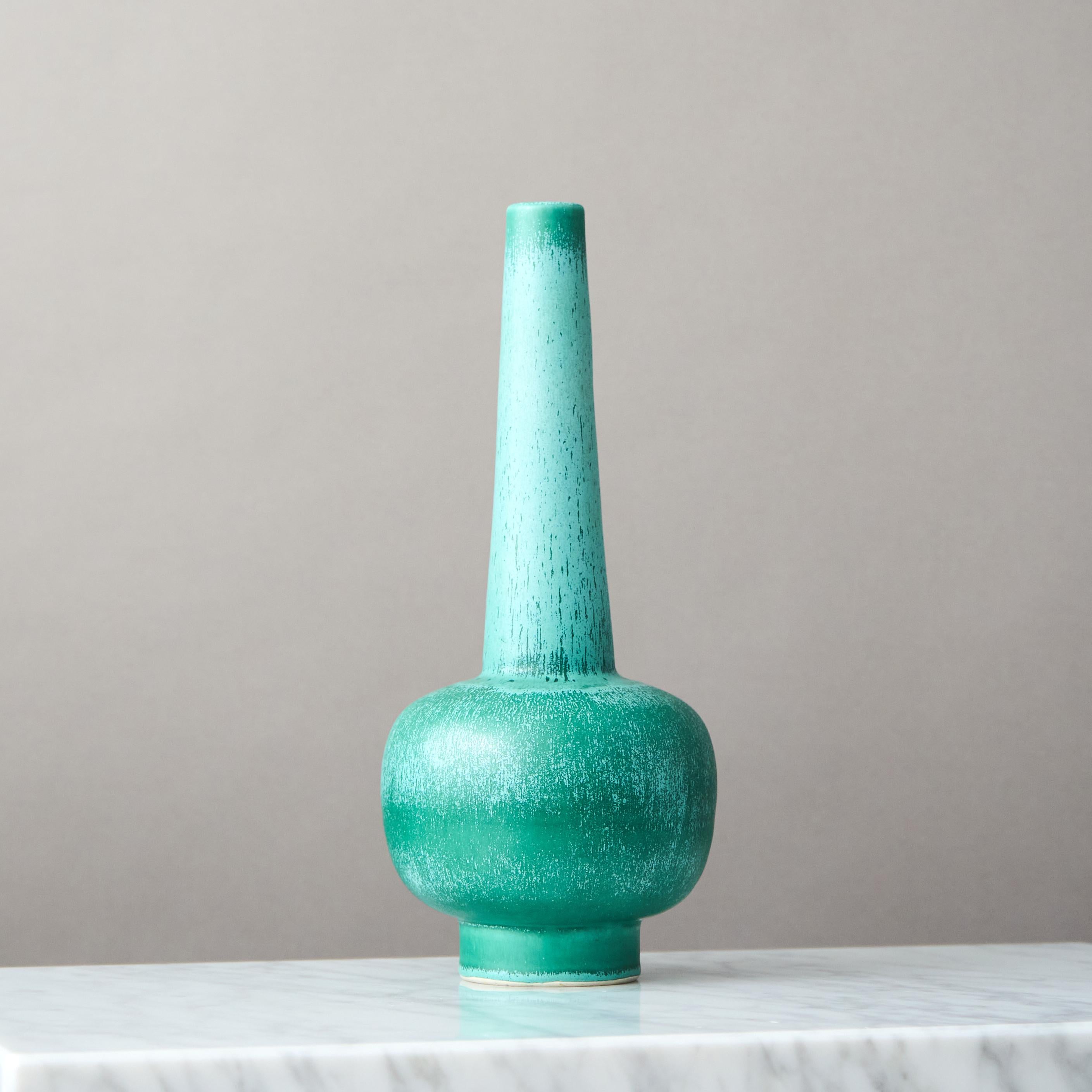 Green Art Deco Ceramic Vase by Bo Fajans, Sweden, 1930s For Sale 1
